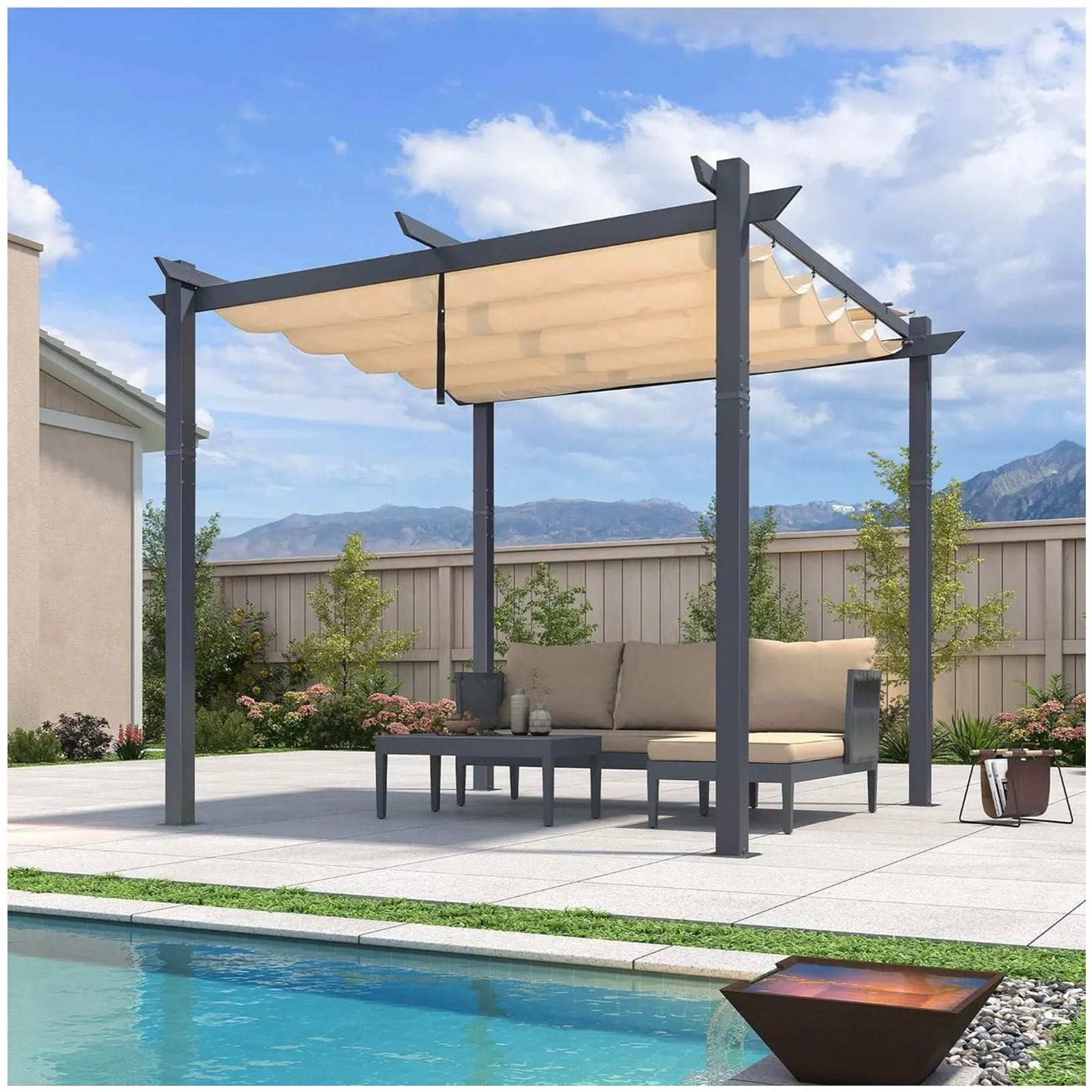 PURPLE LEAF Pergola Außenbereich Dunkelgrau Pavillon günstig online kaufen