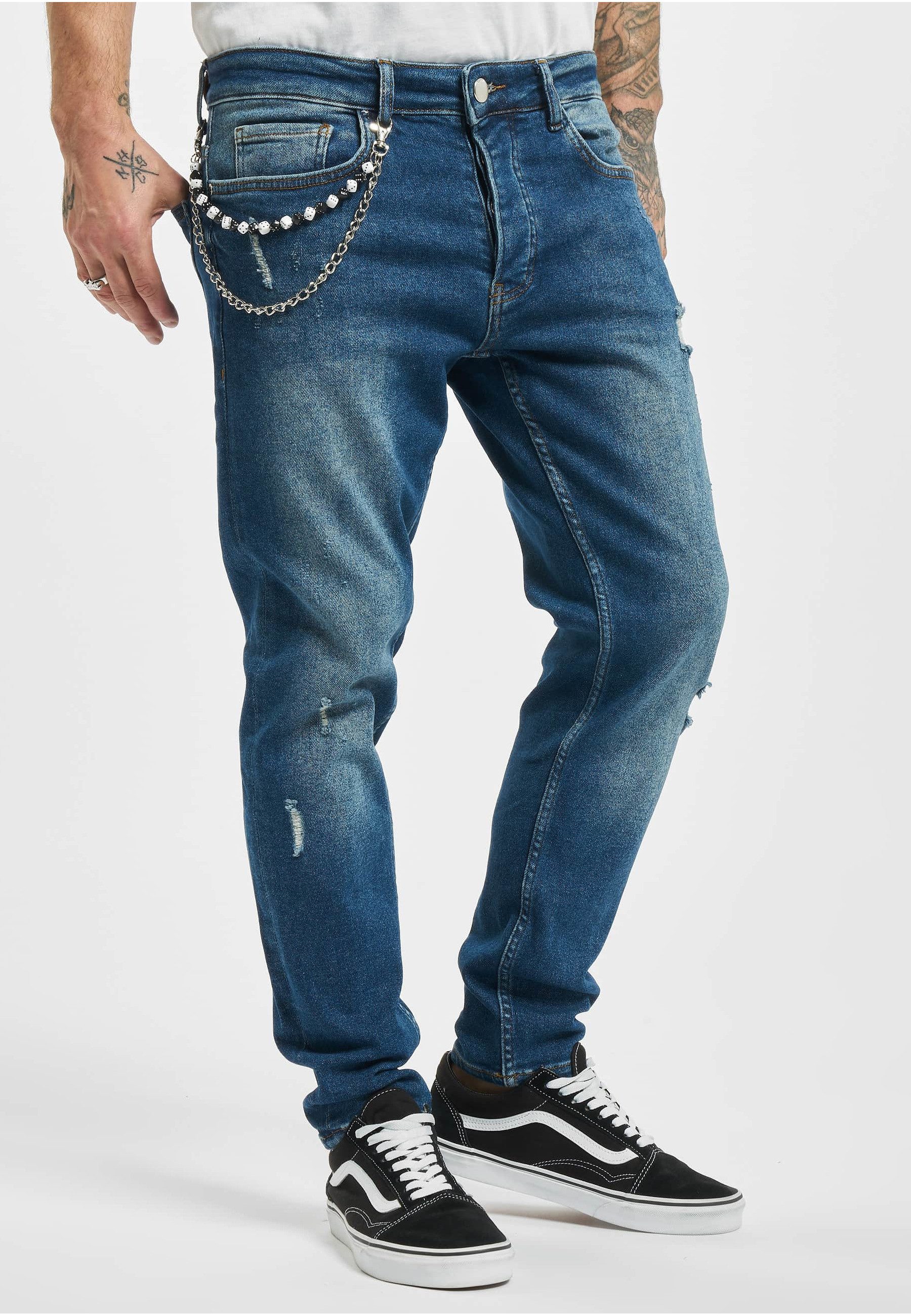 2Y Premium Bequeme Jeans 2Y Premium Herren 2Y Destroyed Tapered Denim (1-tlg)