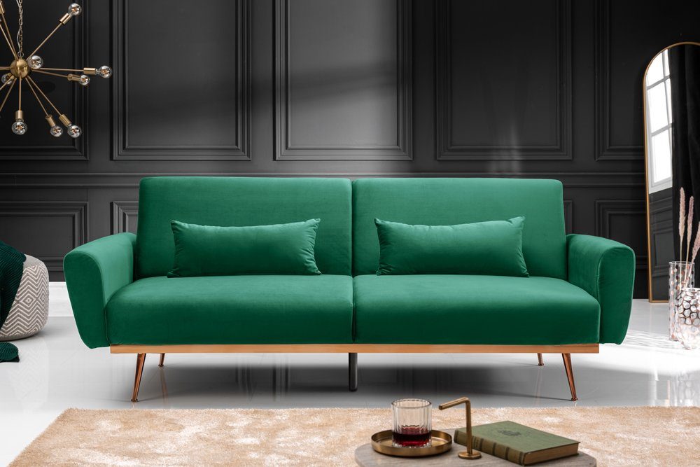 riess-ambiente Schlafsofa BELLEZZA 210cm smaragdgrün Wohnzimmer Metall · · Teile, Samt 1 Retro / roségold, 3-Sitzer · mit Bettfunktion · · Einzelartikel