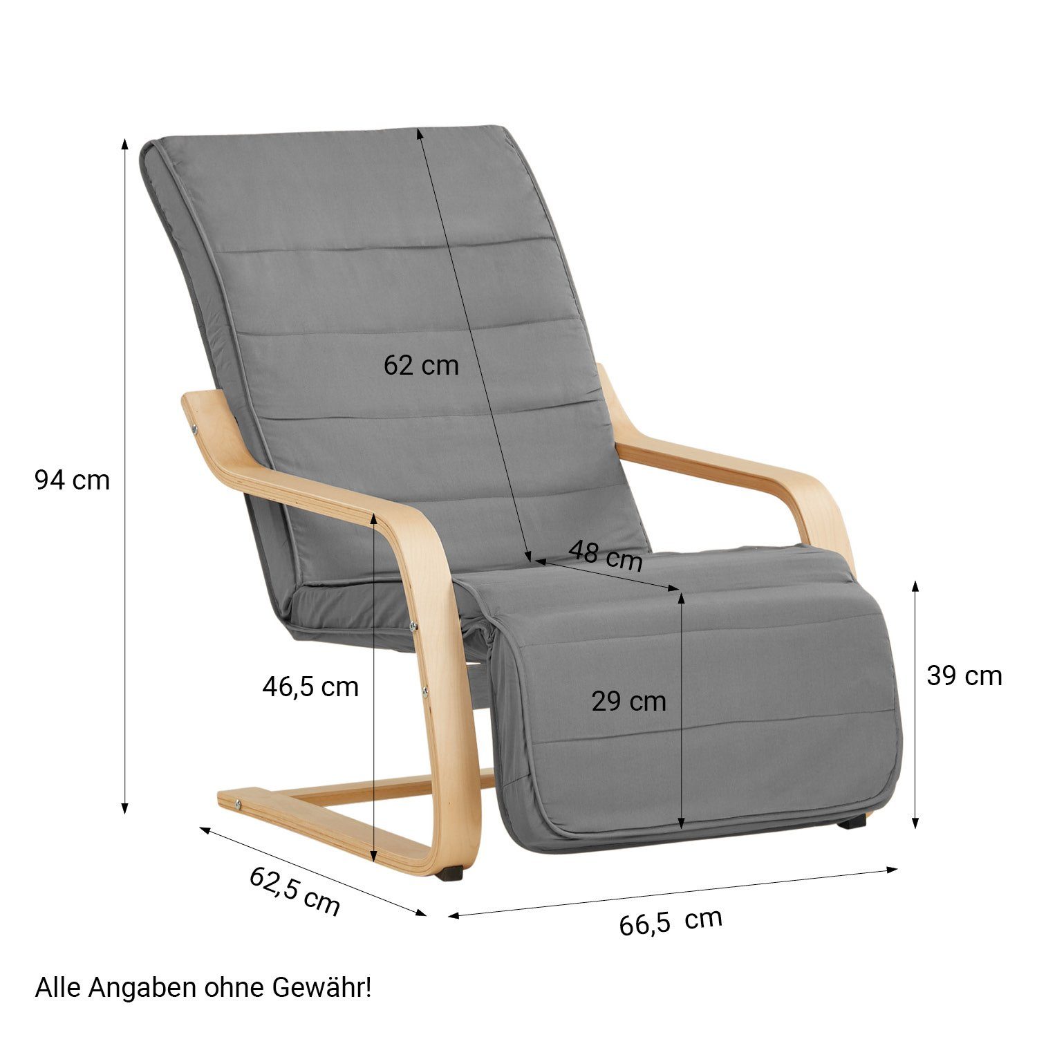 Homestyle4u Relaxsessel Schwingsessel Schaukelsessel Wohnzimmer Grau Schaukelstuhl Fußstütze (1 Stuhl, 1-St., Stuhl mit Bezug), Bezug …