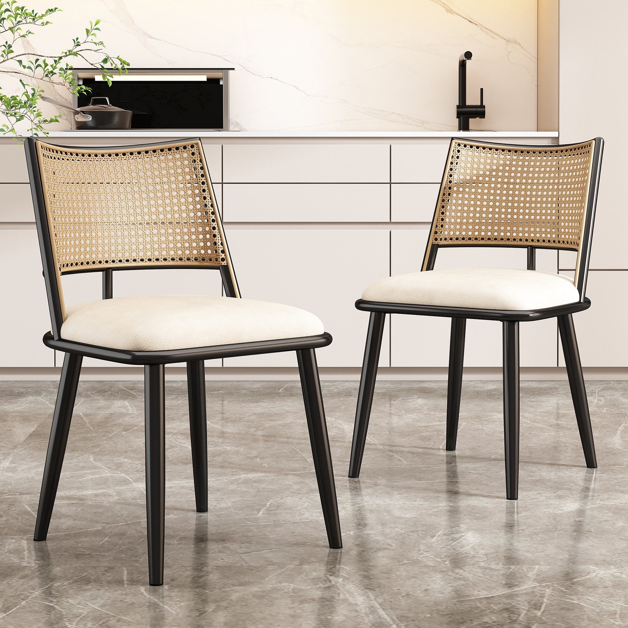 LIVIHOME Esszimmerstuhl ELYA (Set, 2 St), Stoffbezug, Holzgestell, 2er Set