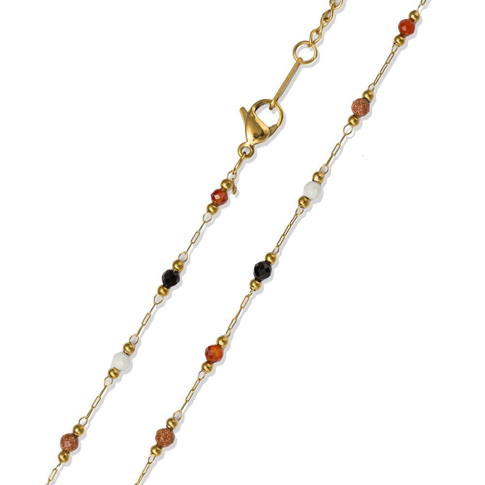 Firetti Collier Schmuck Geschenk Edelstahl Halsschmuck Halskette Edelstein, Made in Germany - mit Achat