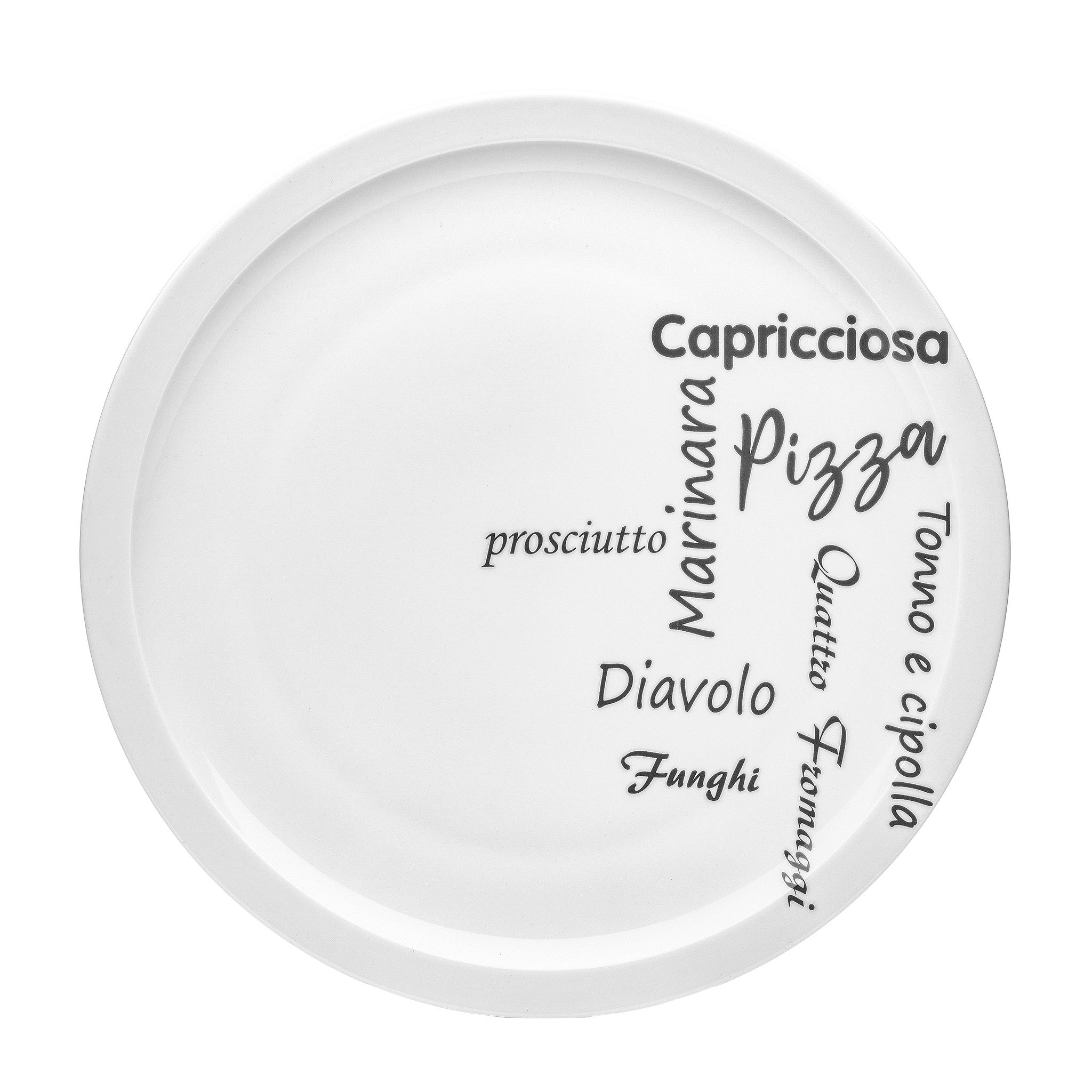van Well Pizzateller Teller Set, Italia, Teller 30 cm, 6 Stück, (6 St), Porzellan, Typografie-Design, spülmaschinen-/mikrowellengeeignet