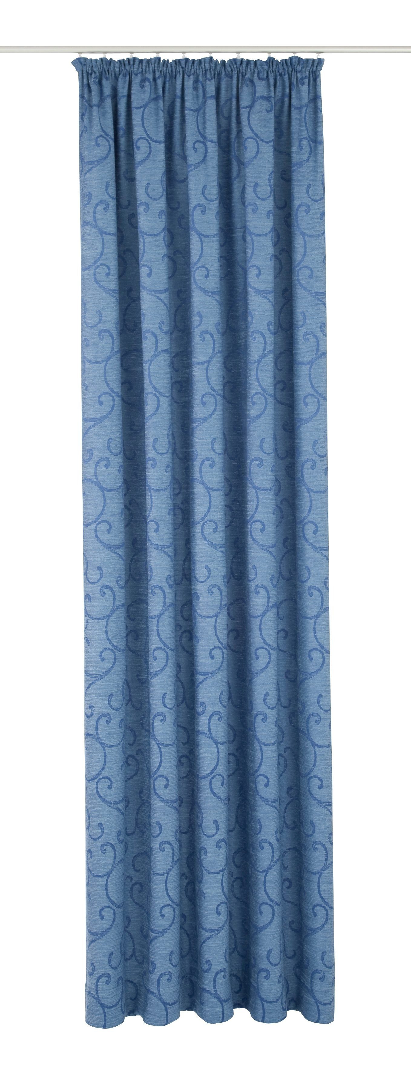 Vorhang Toco-Ranke, Wirth, Kräuselband (1 blau Chenille blickdicht, St)