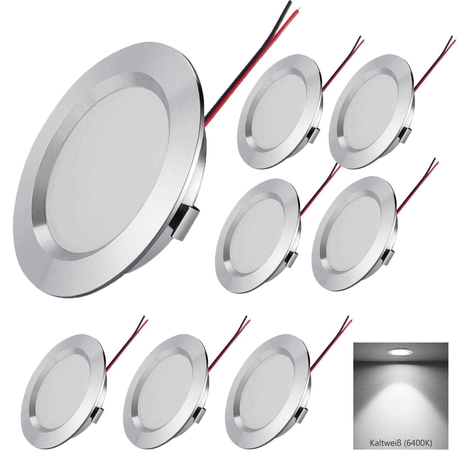 MUPOO LED Einbaustrahler Deckenstrahler LED Spot Flach 12V,3W Wohnmobil Panelleuchte, Kaltweiß, LED fest integriert, Auto Innenleuchten Deckenlampen Wohnwagen