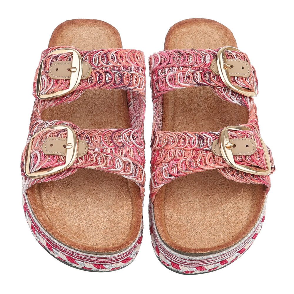 Ital-Design Elegante Sandalen mit Komfort und stilvollen Riemen Plateausandaletten (91512134) Flach Pantoletten in Pink – Bild 4 von 5