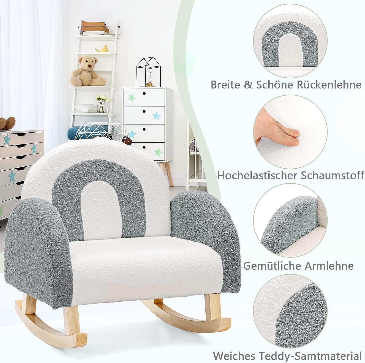 KOMFOTTEU Kindersofa Schaukelstuhl, aus Lammfellimitat