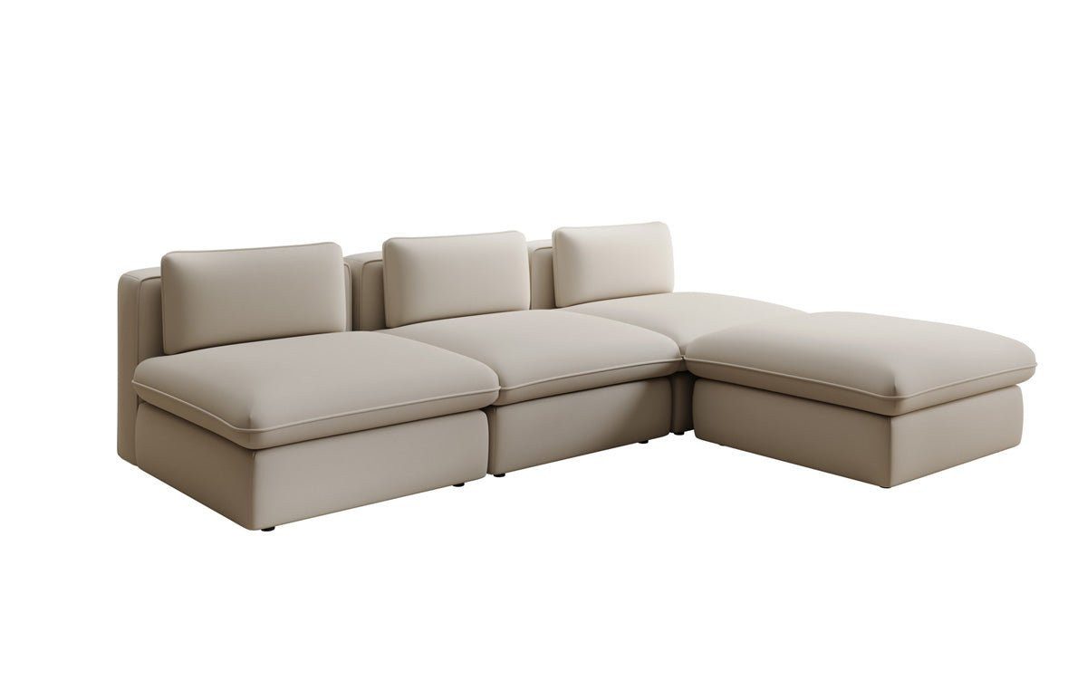 Luxusbetten24 Sofa Designer L Sofa Cuddle in Stoff, frei positionierbarer Hocker als Ottomane