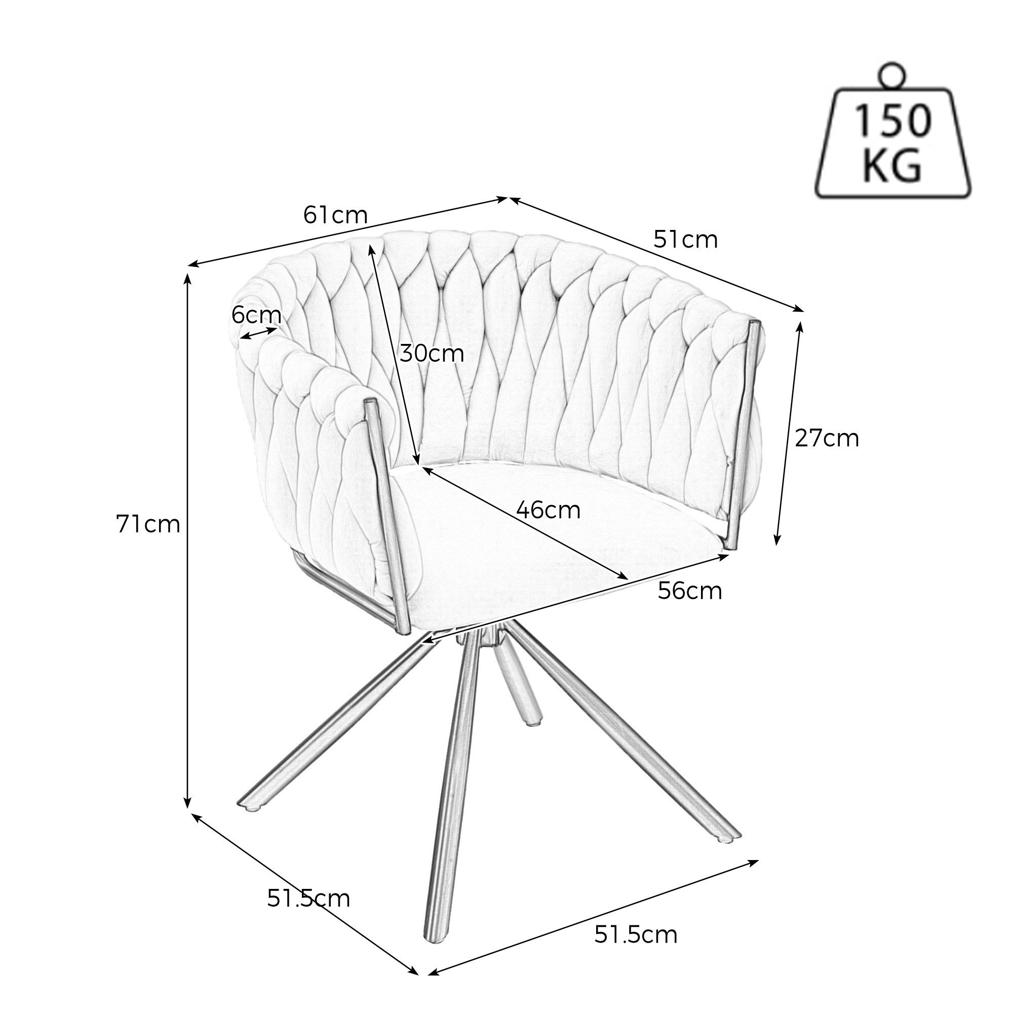 Flieks Esszimmerstuhl (360° drehbar, 1 St), Polsterstuhl mit Armlehnen Drehstuhl Wohnzimmerstuhl Samt, Stahlbeine