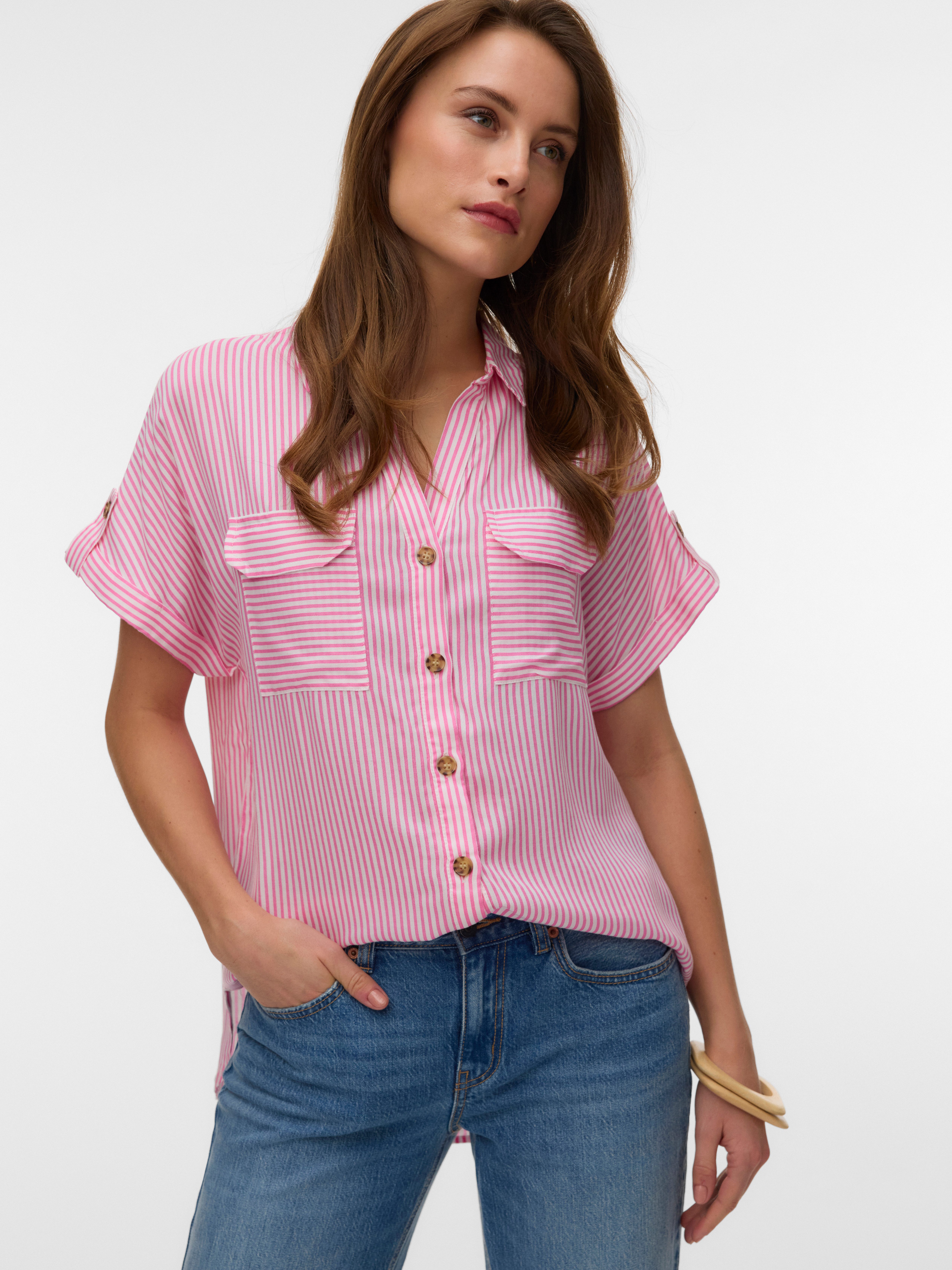 Vero Moda Kurzarmbluse VMBUMPY S/S SHIRT WVN GA NOOS Viskose, regular fit günstig online kaufen