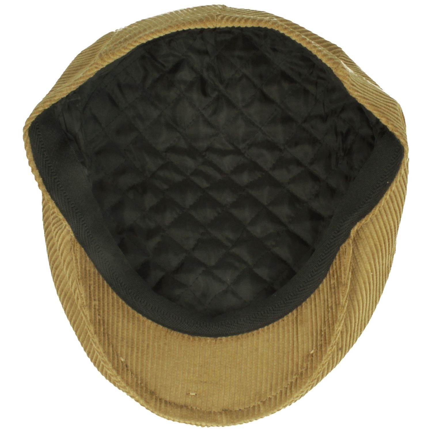 Baumwolle Flatcap Cord-Streifen Breiter Schiebermütze mit camel aus
