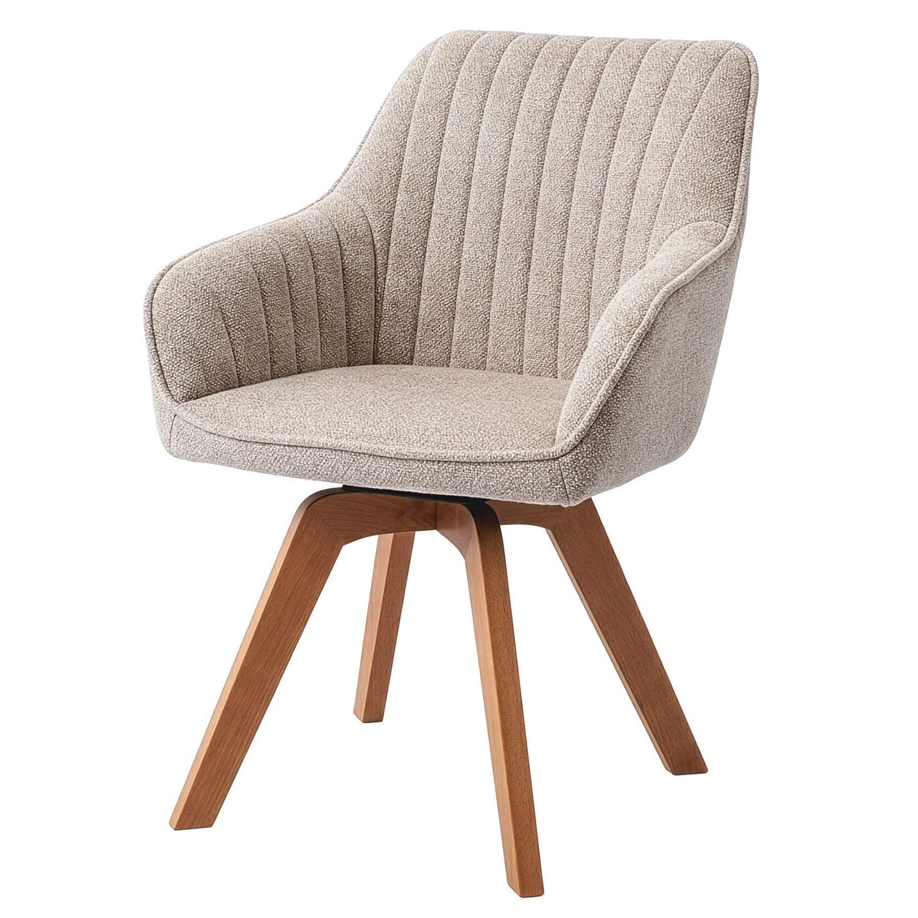 riess-ambiente Polsterstuhl LIVORNO beige/natur - Strukturstoff, Massivholz, drehbar, Auto-Return (Einzelartikel, 1 St), Esszimmer · Samt · Wohnzimmer · mit Armlehne · 180° drehbar · Retro