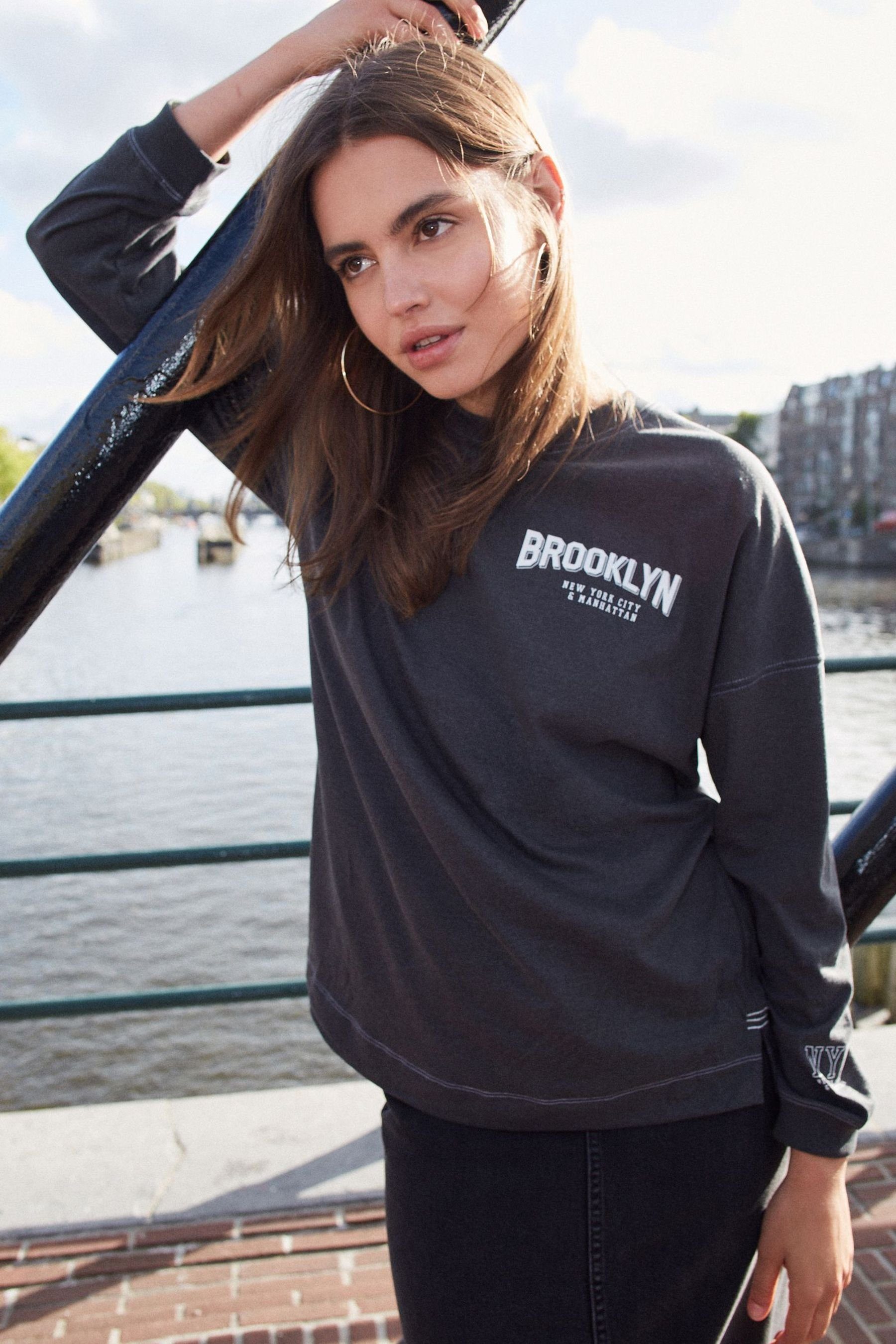 Next Langarmshirt Grafik-Langarmshirt Brooklyn New York günstig online kaufen