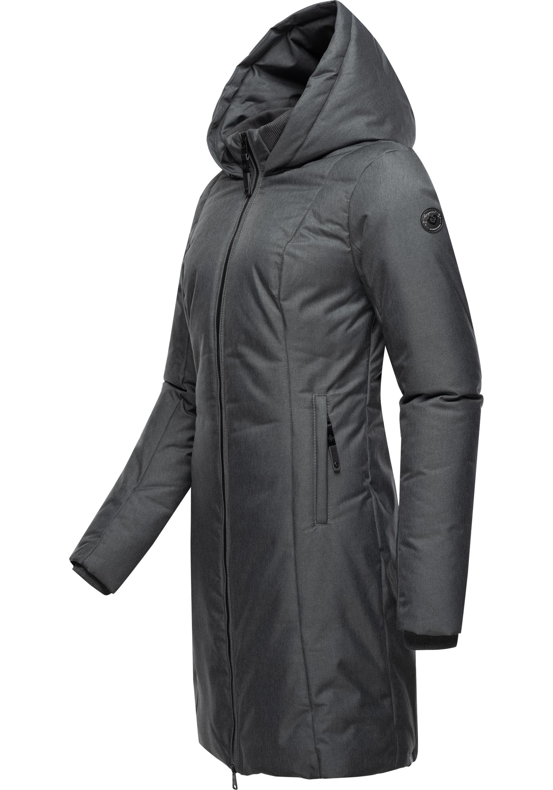 Ragwear Wintermantel Amarri schwarz mit Winterparka Kapuze großer stylischer