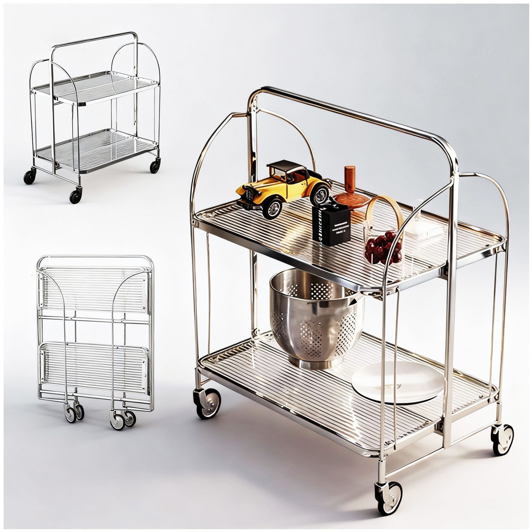 PFCTART Beistellwagen Mobile Storage Folding Trolley, Servierwagen, zusamme günstig online kaufen