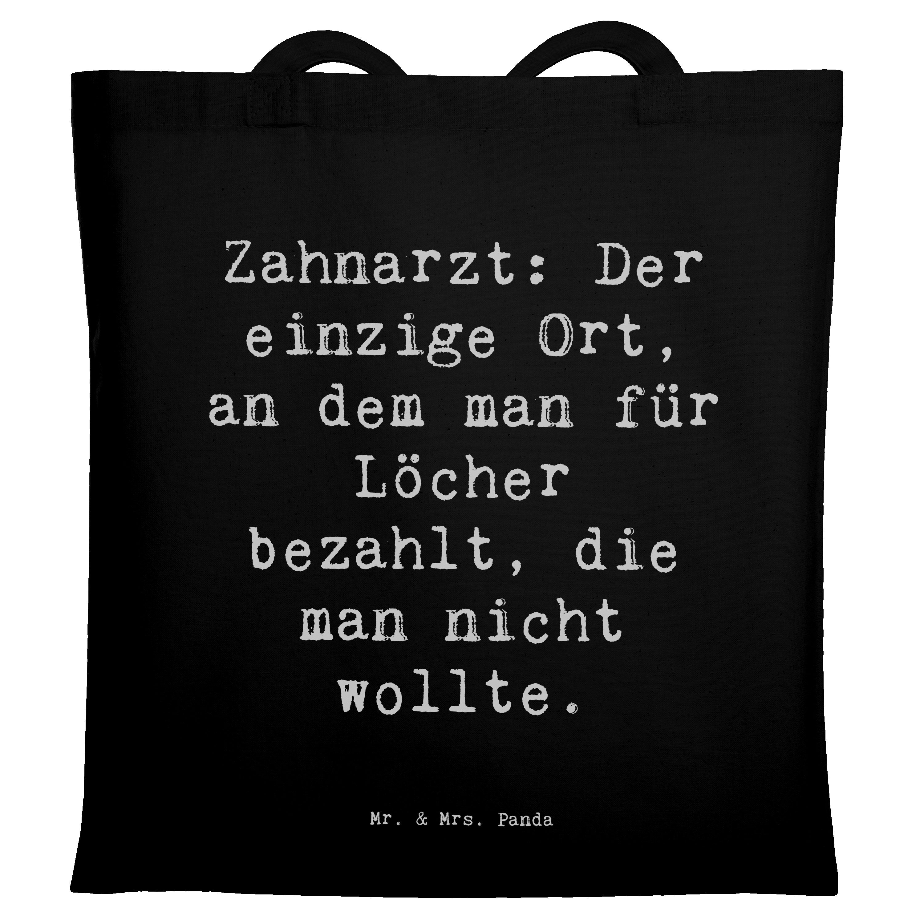 Tragetasche Spruch Zahnarzt Lochgebühr - Schwarz - Geschenk, Lächeln, personalisi