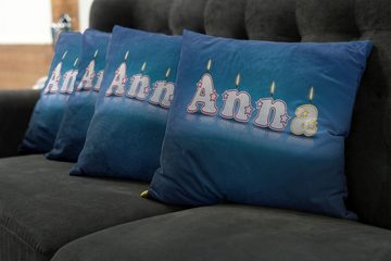 Kissenbezüge Modern Accent Doppelseitiger Digitaldruck, Abakuhaus (4 Stück), Anna Geburtstags-Kerzen-Name