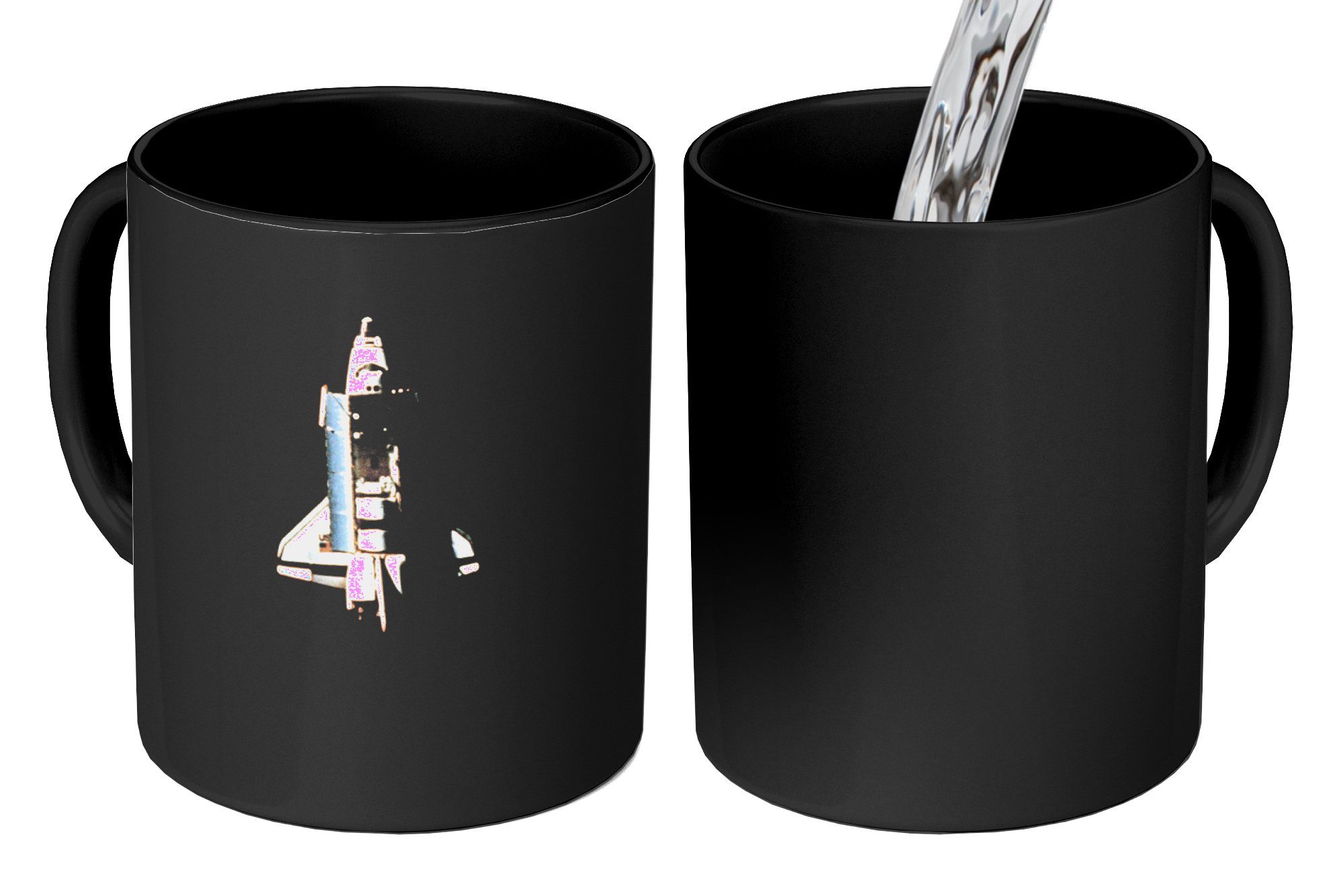 Farbwechsel, Geschenk Tasse Satellitenansicht Kaffeetassen, MuchoWow Raumfähre, Zaubertasse, einer Teetasse, Eine Keramik,