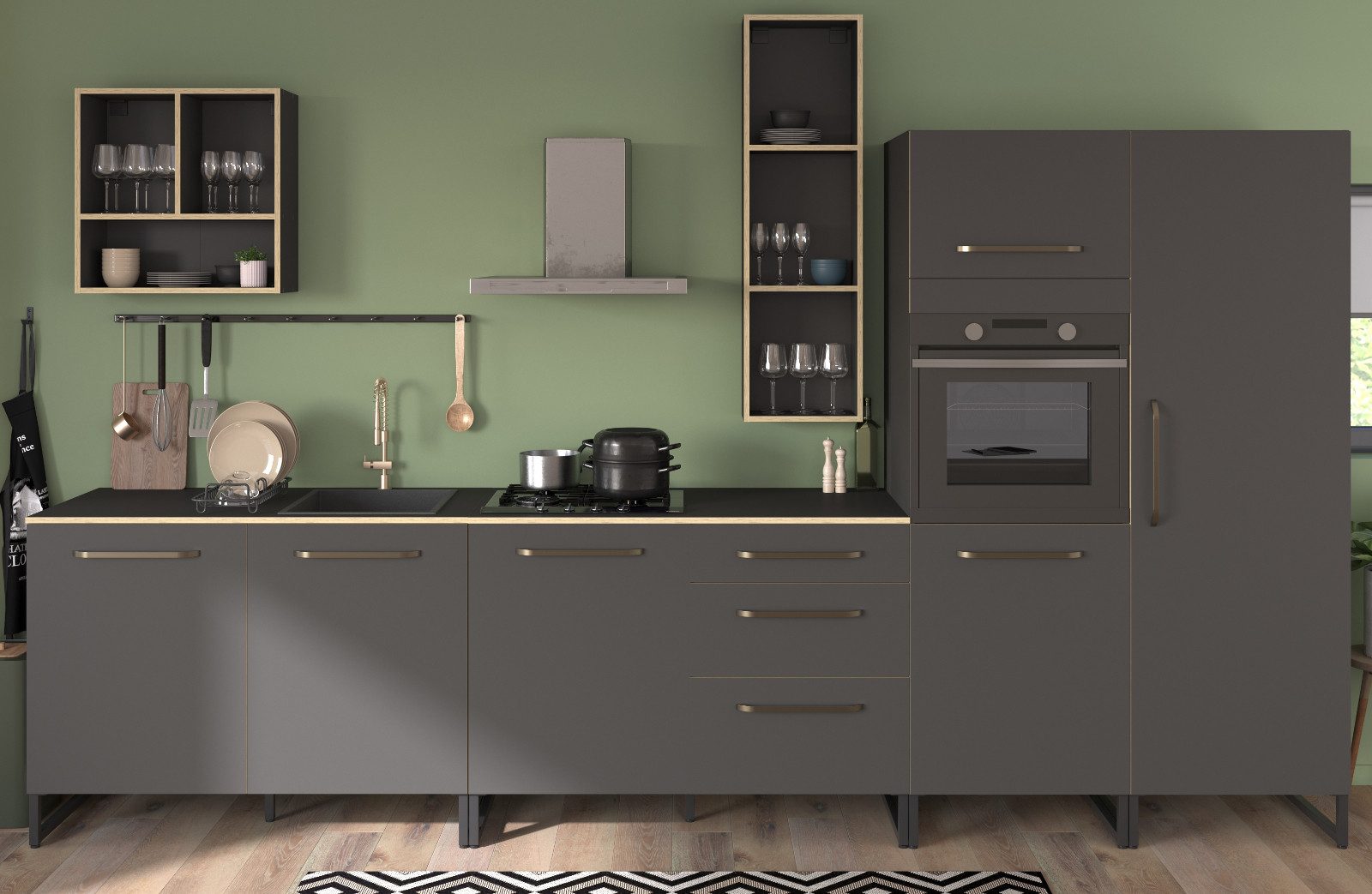 Parisot Кухниzeile Swell, (Modulküche 6-teilig), mit Soft-Close-Funktion, verschiedene Stellmöglichkeiten