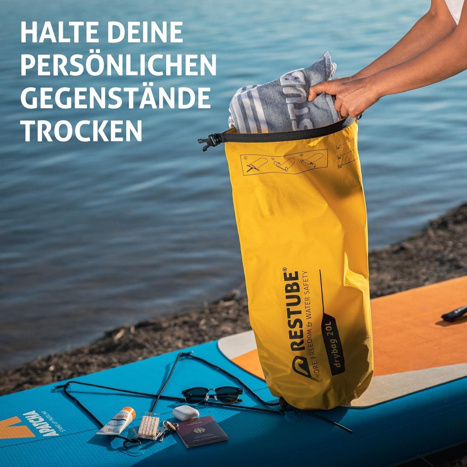 Restube Drybag, für Reisen, Kayak & SUP, wasserdichter Packsack, schwimmfähig, 5-40 L