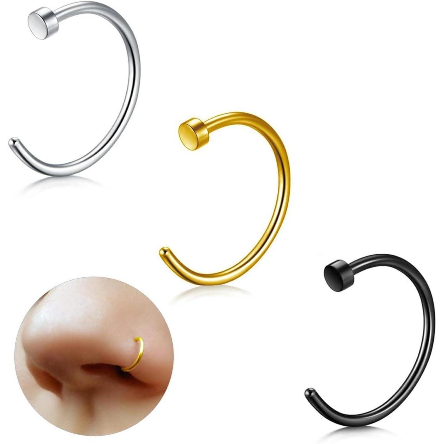 Nasenpiercing Nasenpiercing Septum Nasenring Hoop silber gold schwarz 20g 0.8mm 10mm