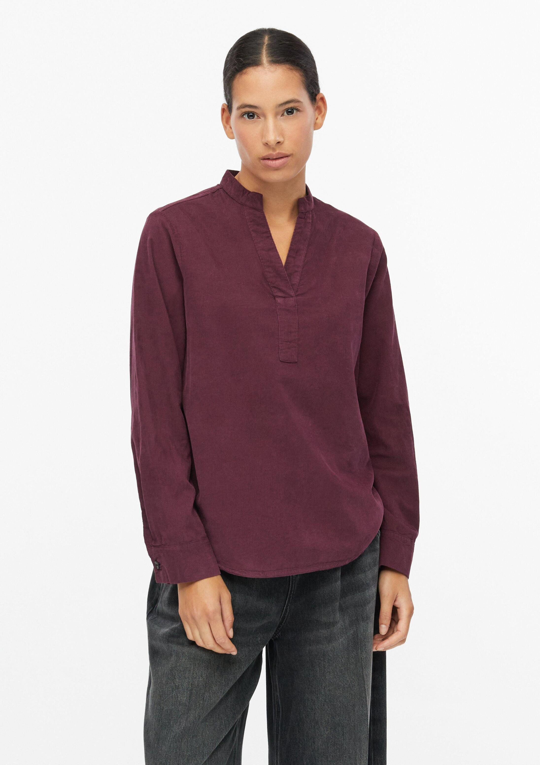 s.Oliver Langarmbluse Bluse Feincord-Bluse mit Stehkragen