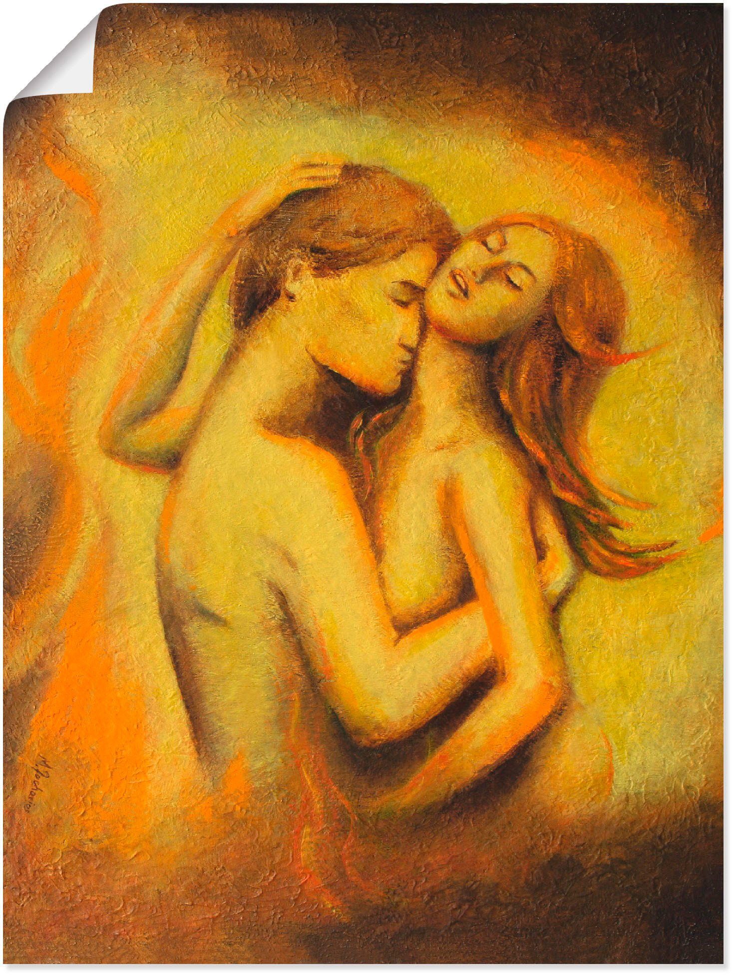 Liebesrausch oder (1 Wandaufkleber Poster Leinwandbild, - als versch. Wandbild Malerei, St), Größen Artland erotische in Alubild, Paar