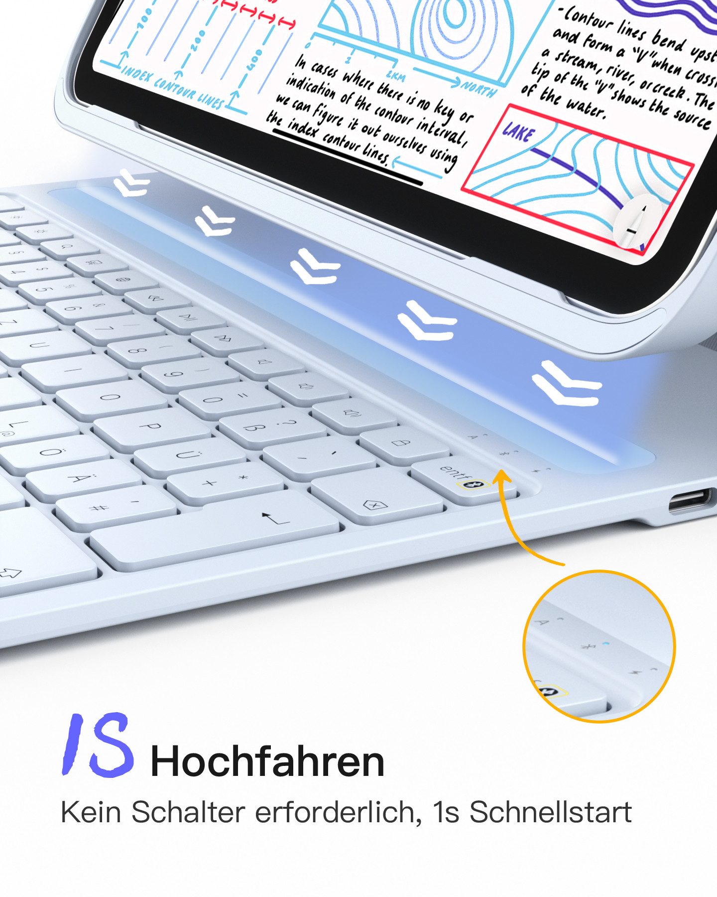 Inateck Ultraleichte Tastatur Hülle für 10,9/11/12,9/13 Zoll iPad Air Pro iPad-Tastatur (Hoch-/Querformat Verwenden, mit Stifthalter)