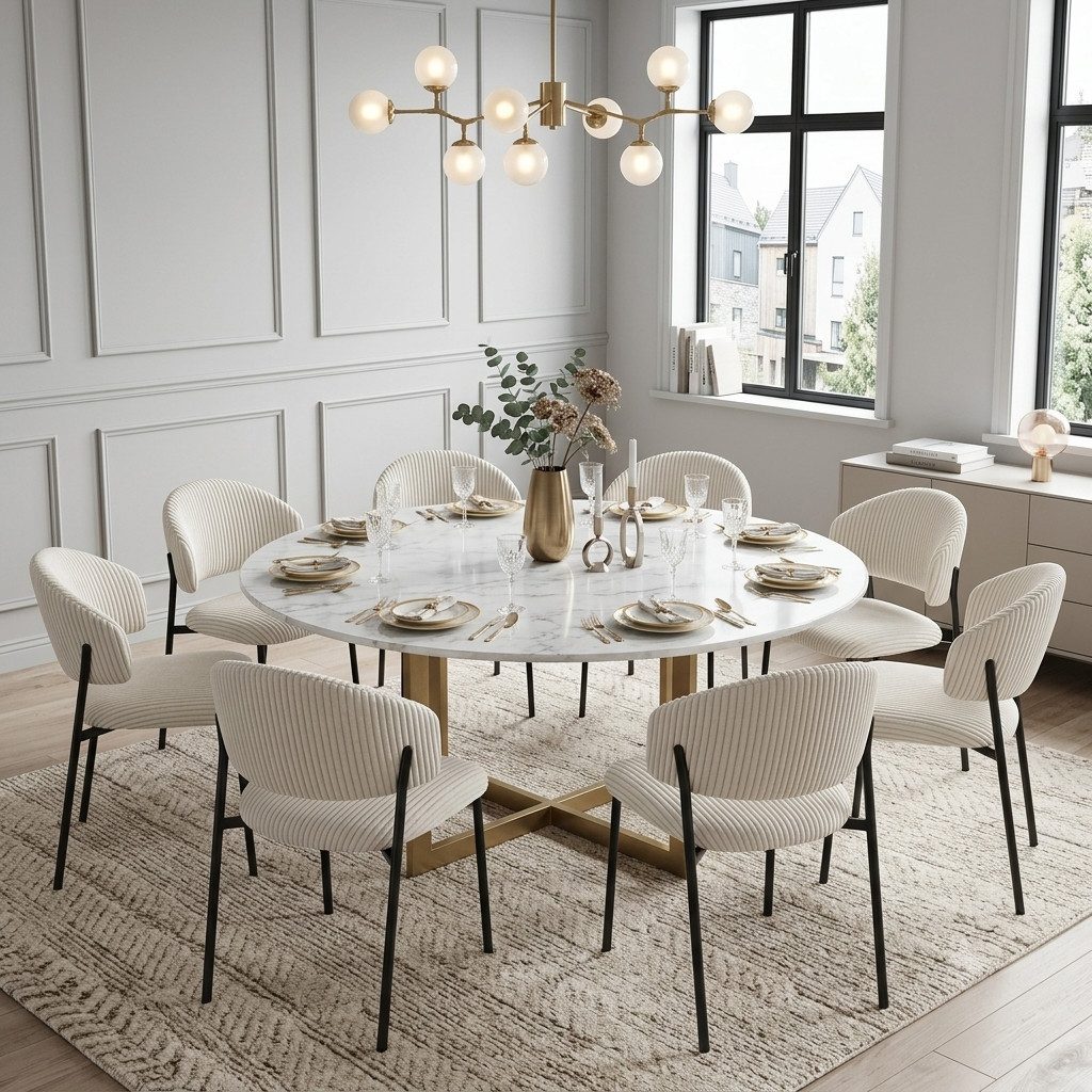 Jiexi Esszimmerstuhl Modernes Esszimmerstuhl-Set in Cord-Optik, bequem & stabil