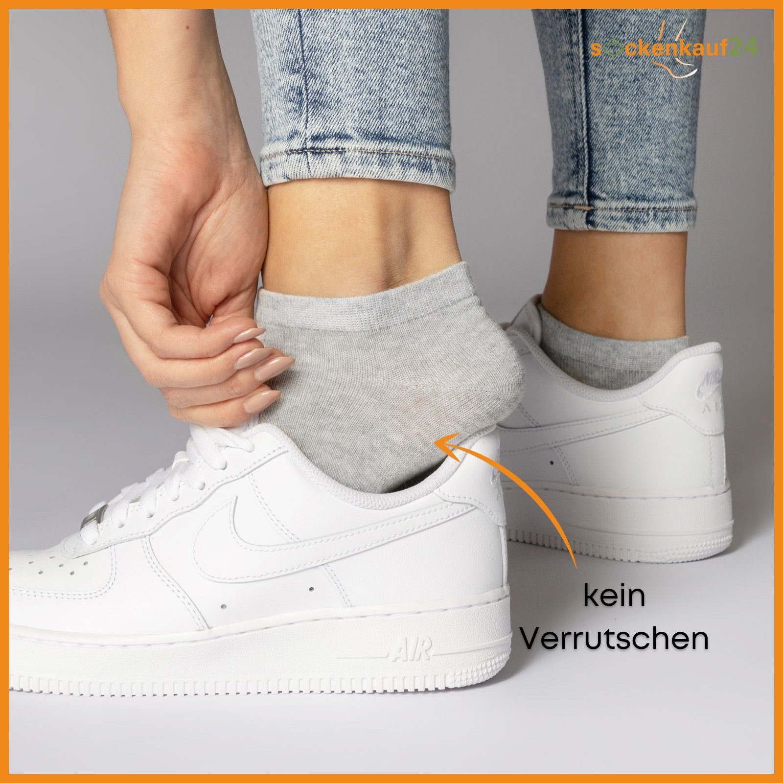 sockenkauf24 Sneakersocken 10, 20, 30 Paar Sneaker Socken Damen & Herren Schwarz Weiß Grau (Grau, 10-Paar, 39-42) Baumwolle - 16900 WP
