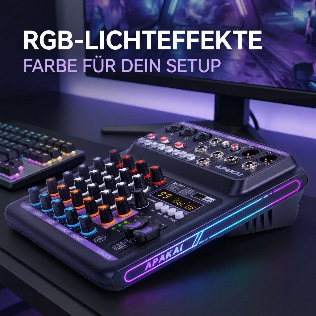 nsihing Mischpult 5-Kanal DSP Digital Mischpult, Audio Mixer mit 99 DSP Effekten, USB, Audio Interface, 48V Phantomspeisung, Bluetooth MP3 Player – Bild 5 von 5