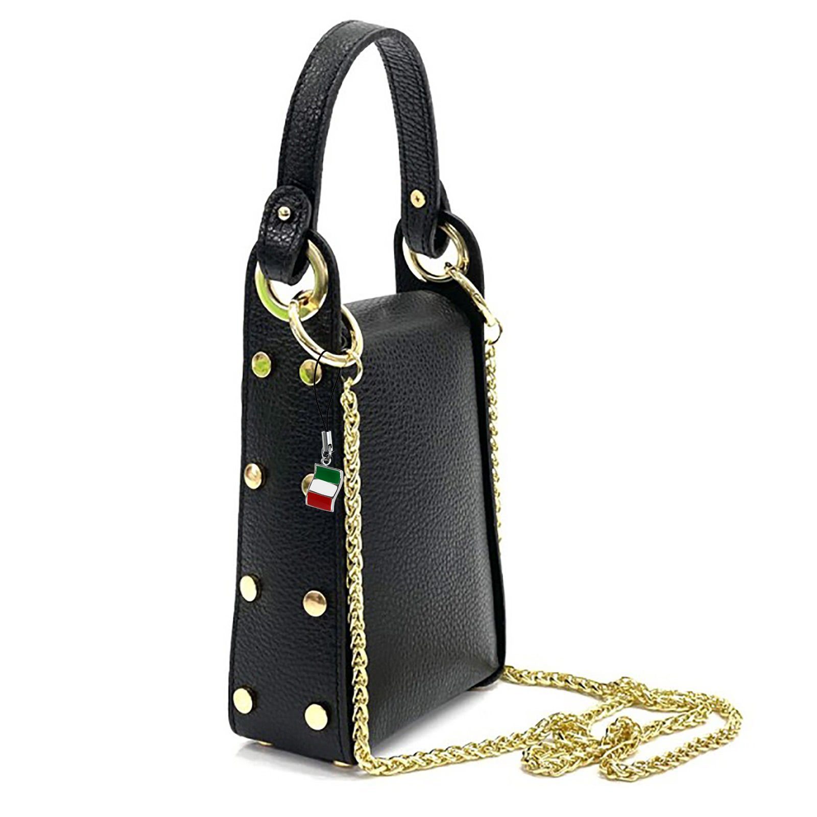 FLORENCE Umhängetasche Florence Umhängetasche Biene Echtleder (Umhängetasche), Damen Umhängetasche Leder, schwarz ca. 13cm x ca. 18cm