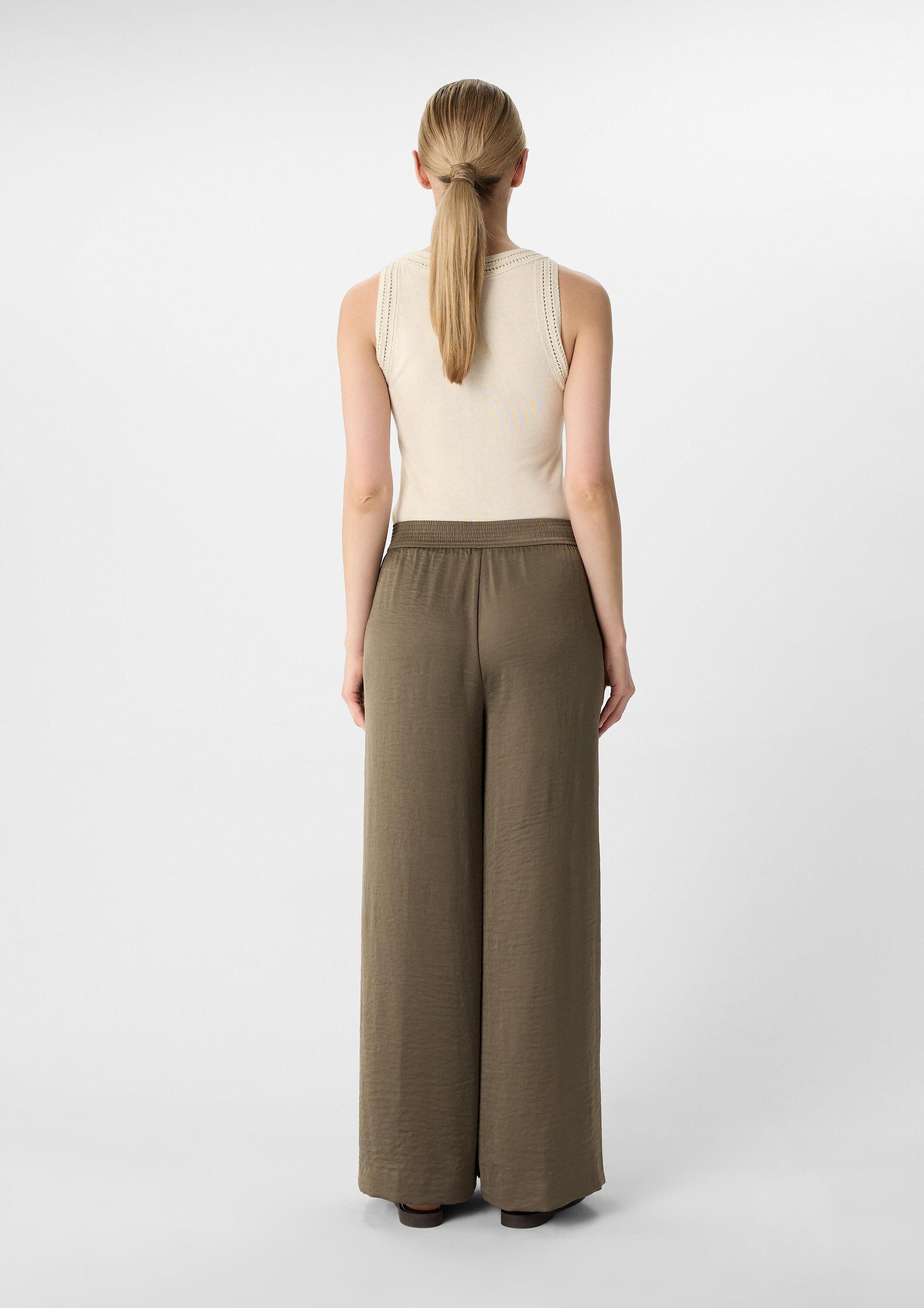 comma Chinos Hose Palazzo-Hose aus Satin mit Elastikbund