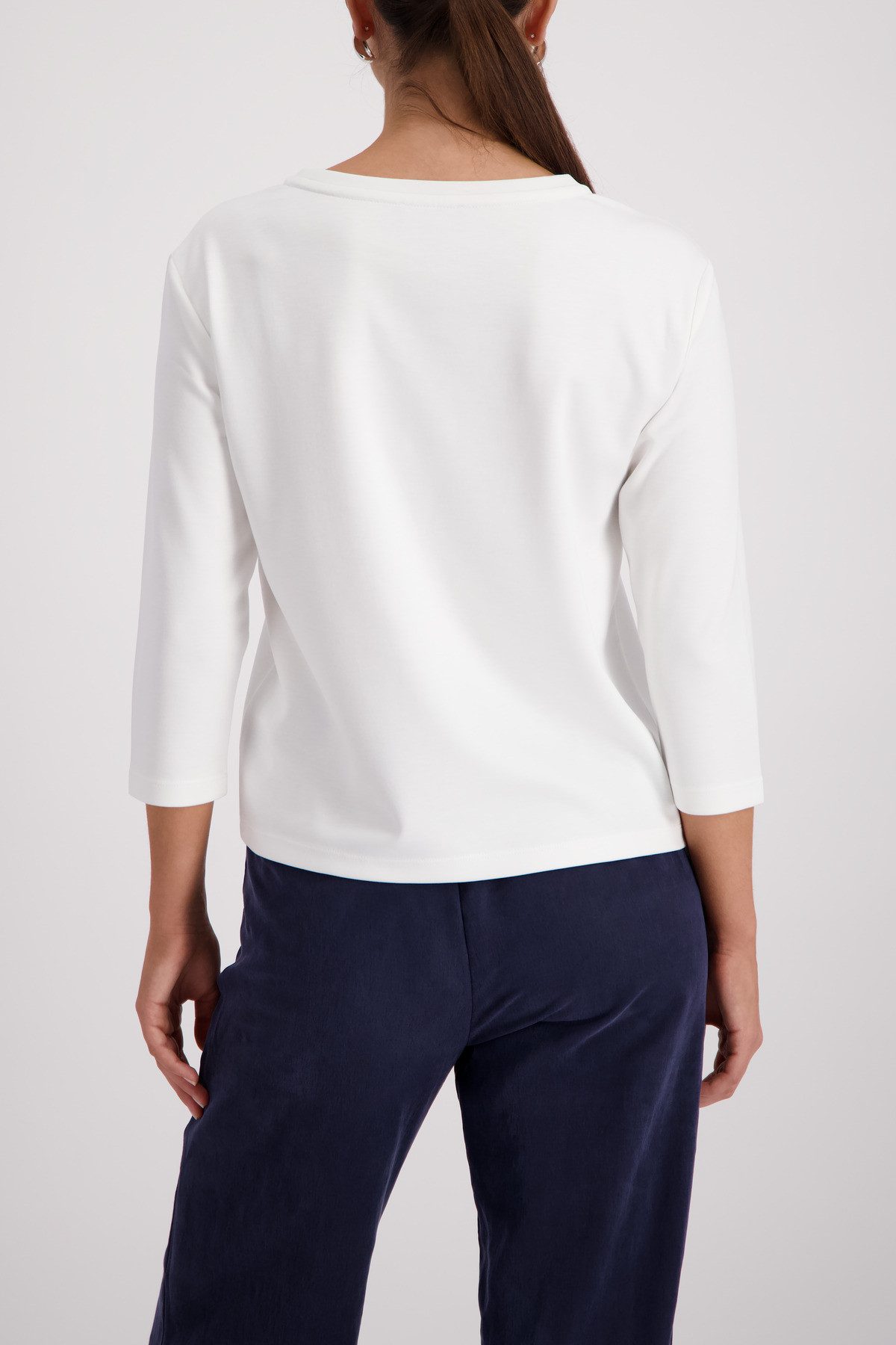 Monari Sweatshirt Rundhalsausschnitt, Prägedruck mit Strasssteinen, Regular Fit