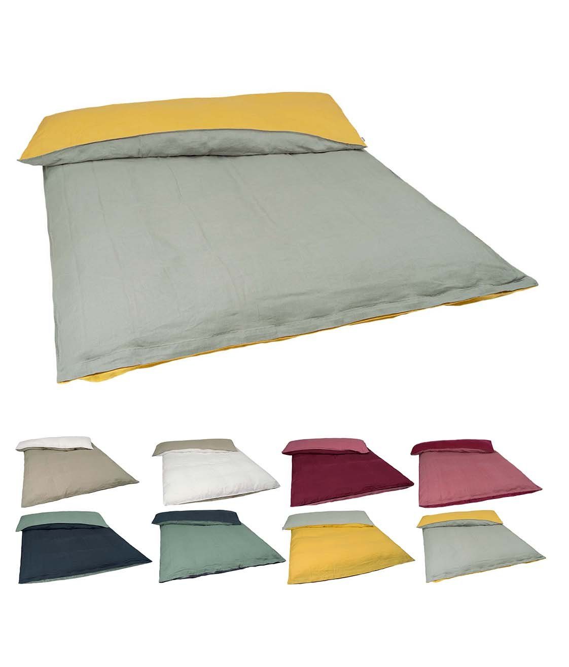 Bettwäsche »Leinen«, beties, Wende-Bettbezug ca. 135x200 cm 100% Leinen  Bettwäsche mit Reißverschluß im Stone-Washed Design in der Farbe  (zitronen-gelb/stein-grau) online kaufen | OTTO