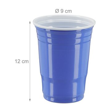 relaxdays Becher 200 x Beer Pong Becher, Kunststoff