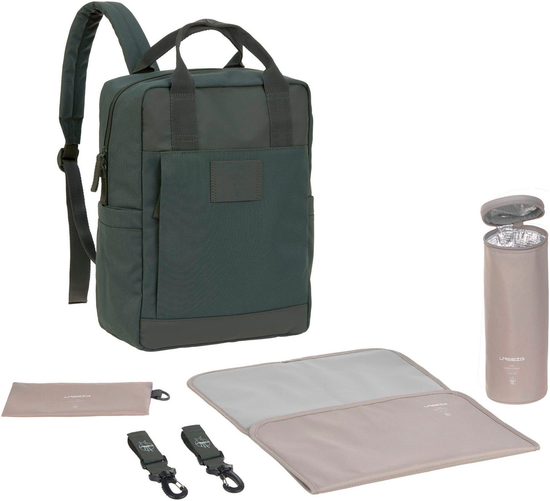 LÄSSIG Wickelrucksack Green Label, Vividal Backpack, dark olive