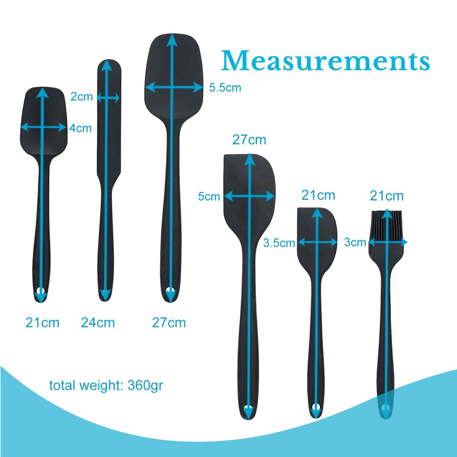 Intirilife Kochbesteck-Set (6-tlg), 6-teiliges Silikon Spaten Antihaft Silikon Spatel Set Backutensilien – Bild 4 von 5