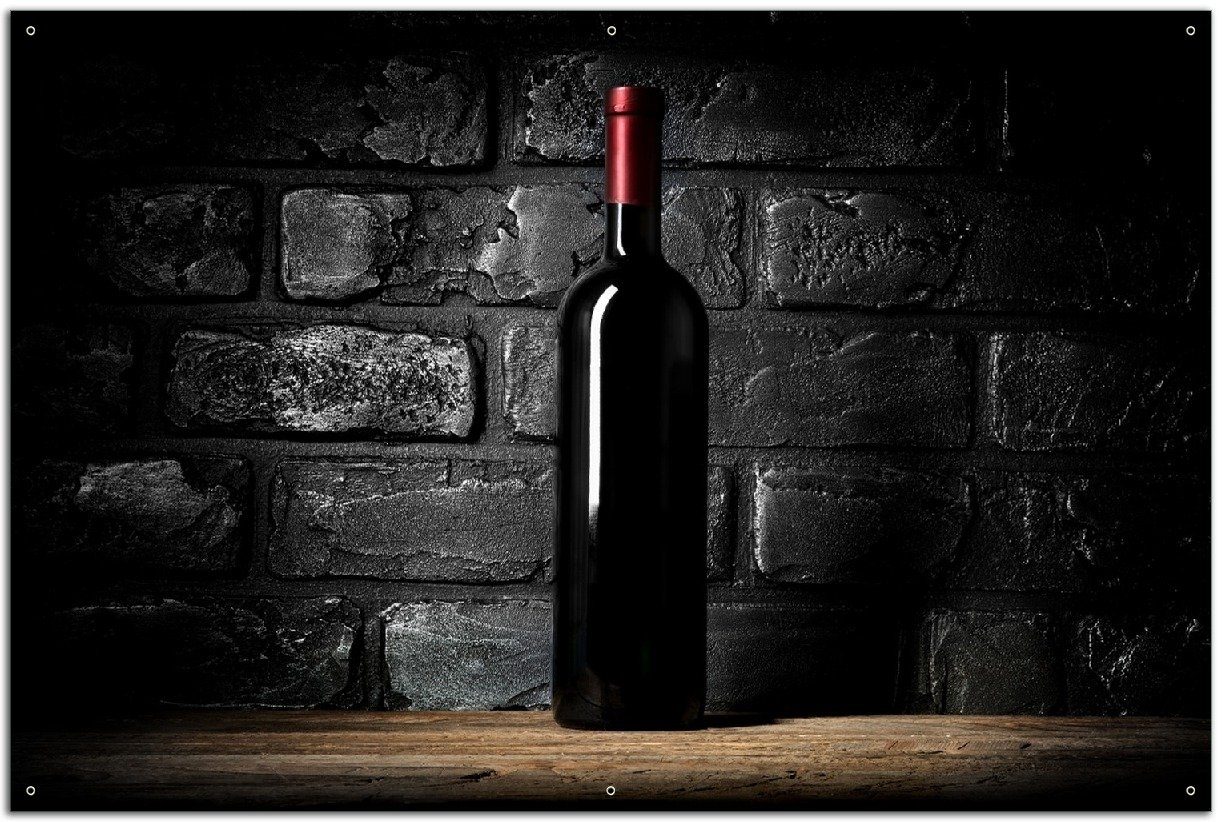 Sichtschutzzaunmatten Rotwein-Flasche am Abend