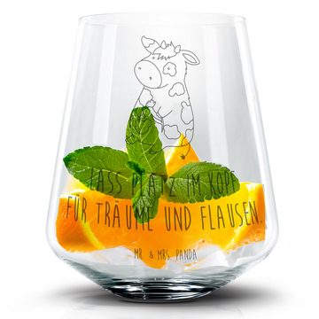 Mr. & Mrs. Panda Cocktailglas Kuh - Transparent - Geschenk, Hoftiere, Flausen, Cocktail Glas mit Wu, Premium Glas, Einzigartige Gravur