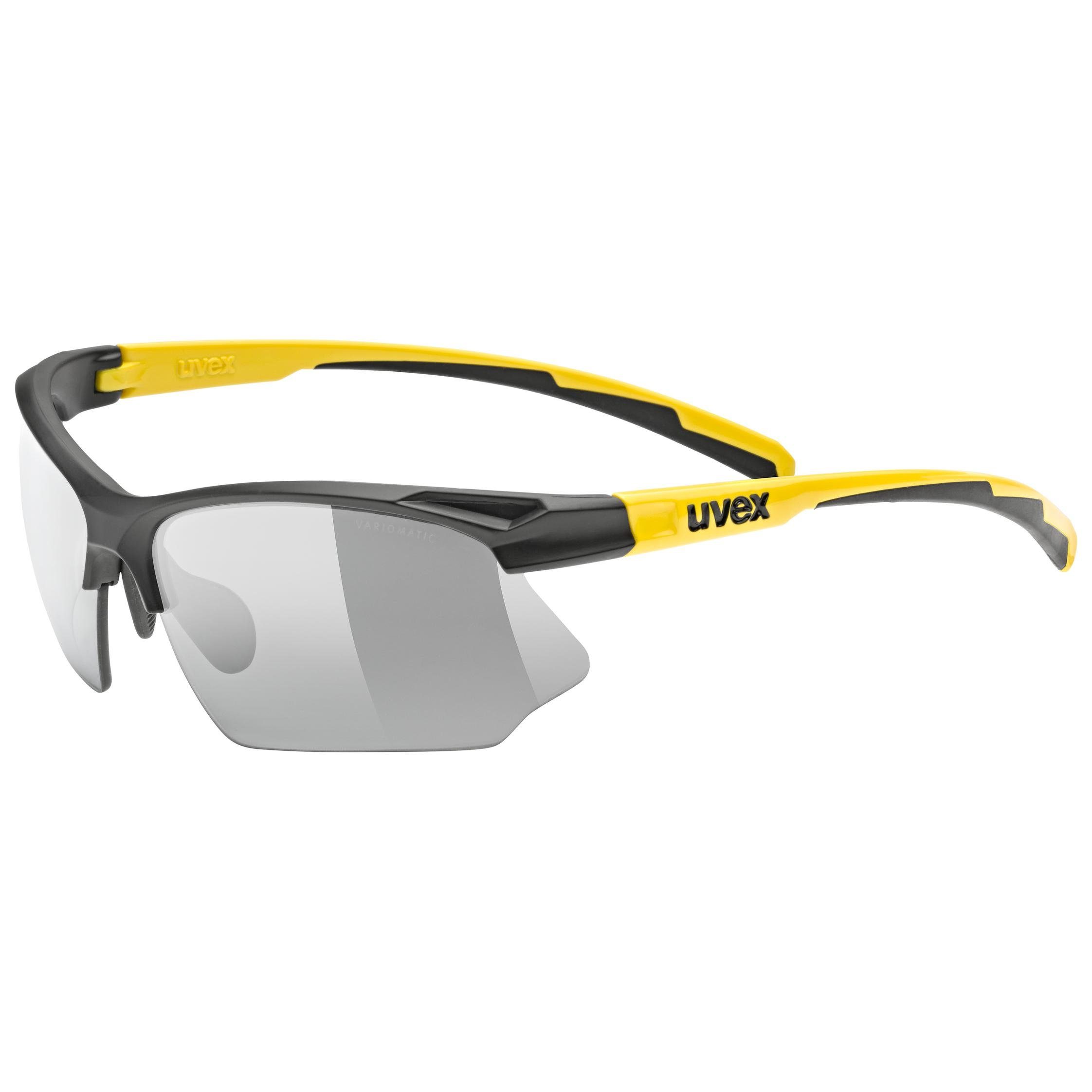 Uvex Sportbrille, (1-St), uvex Unisex – Erwachsene, sportstyle 802 V Sportbr. black-sunbee/smoke black matt-sunbee/smoke