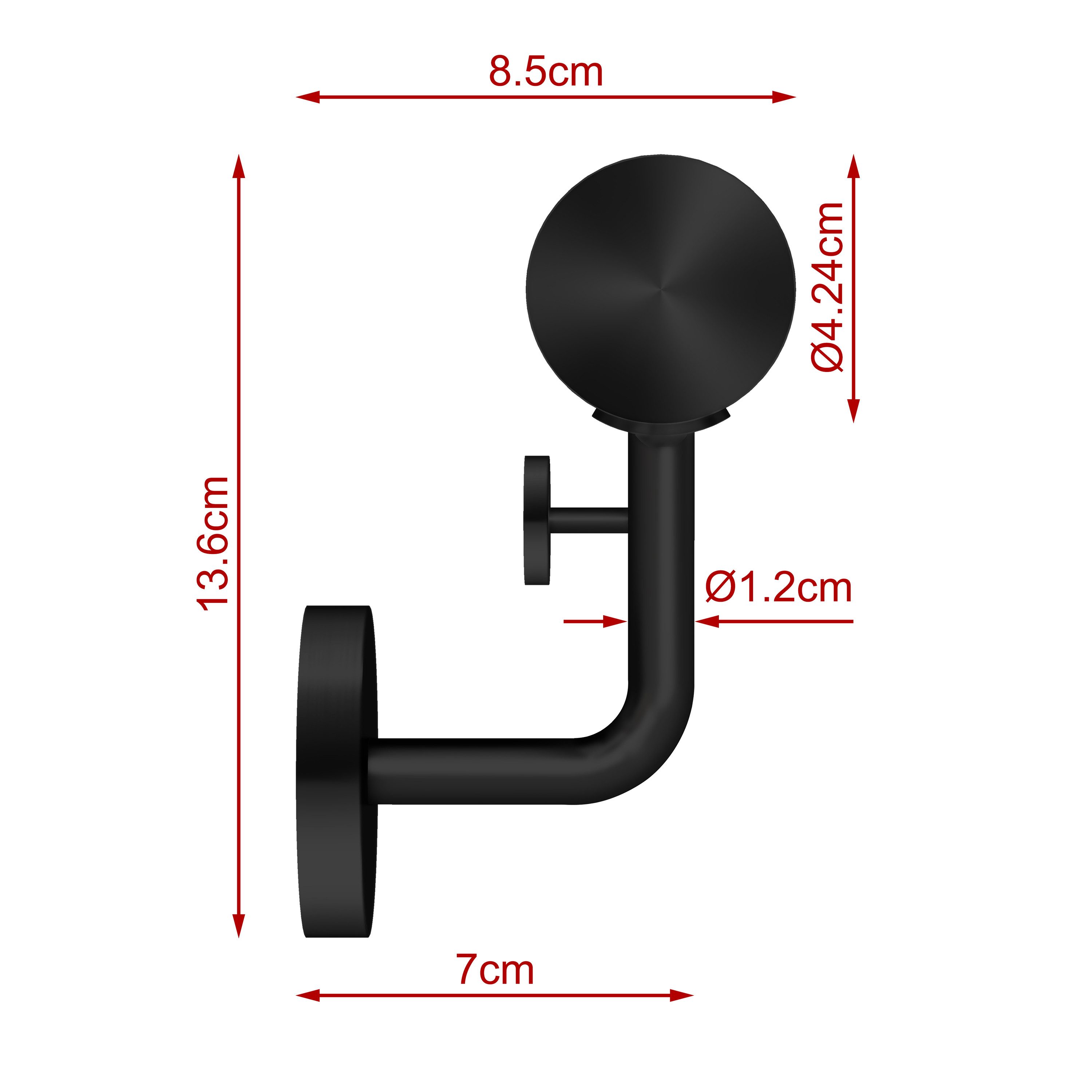 AICA Handlauf AICA Edelstahl Wandhandlauf & Treppengeländer Rostschutz Innen Außen, 120 cm Gesamtlänge, (Packung), 304 Edelstahl, Farbe: Silber/Schwarz/Braun, L – Bild 3 von 5