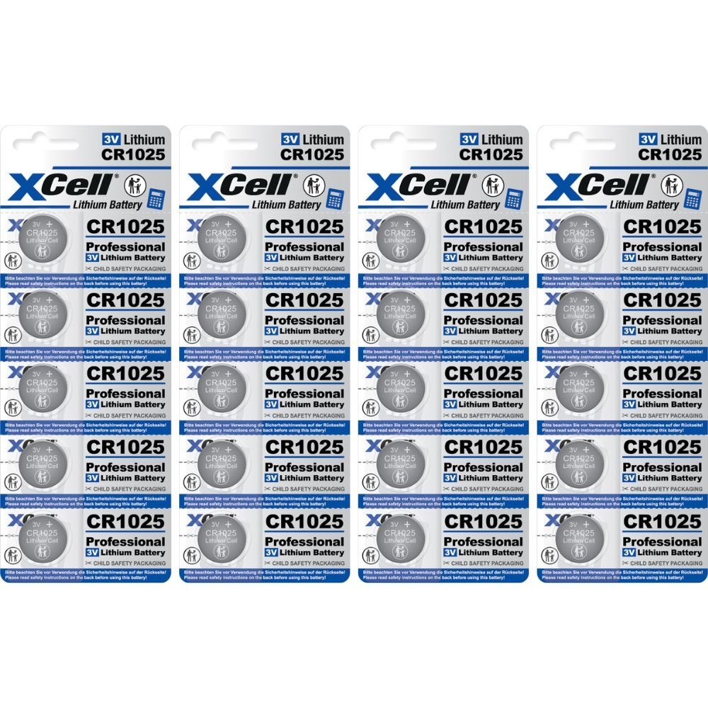 XCell (4x 20x Knopfzelle XCell Lithium-Knopfzelle CR1025 5er 3V/25mAh Pack)