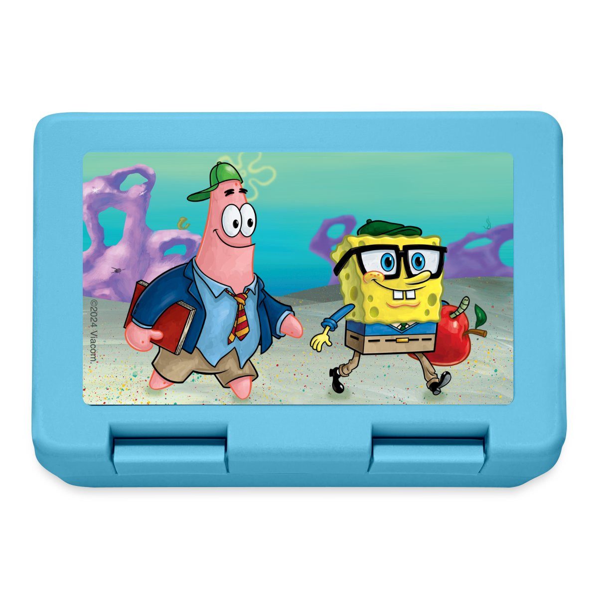 Spreadshirt Lunchbox Spongebob Schwammkopf Und Patrick Gehen Zur Schule Brotdose Lunchbox, Plastik, Aluminium
