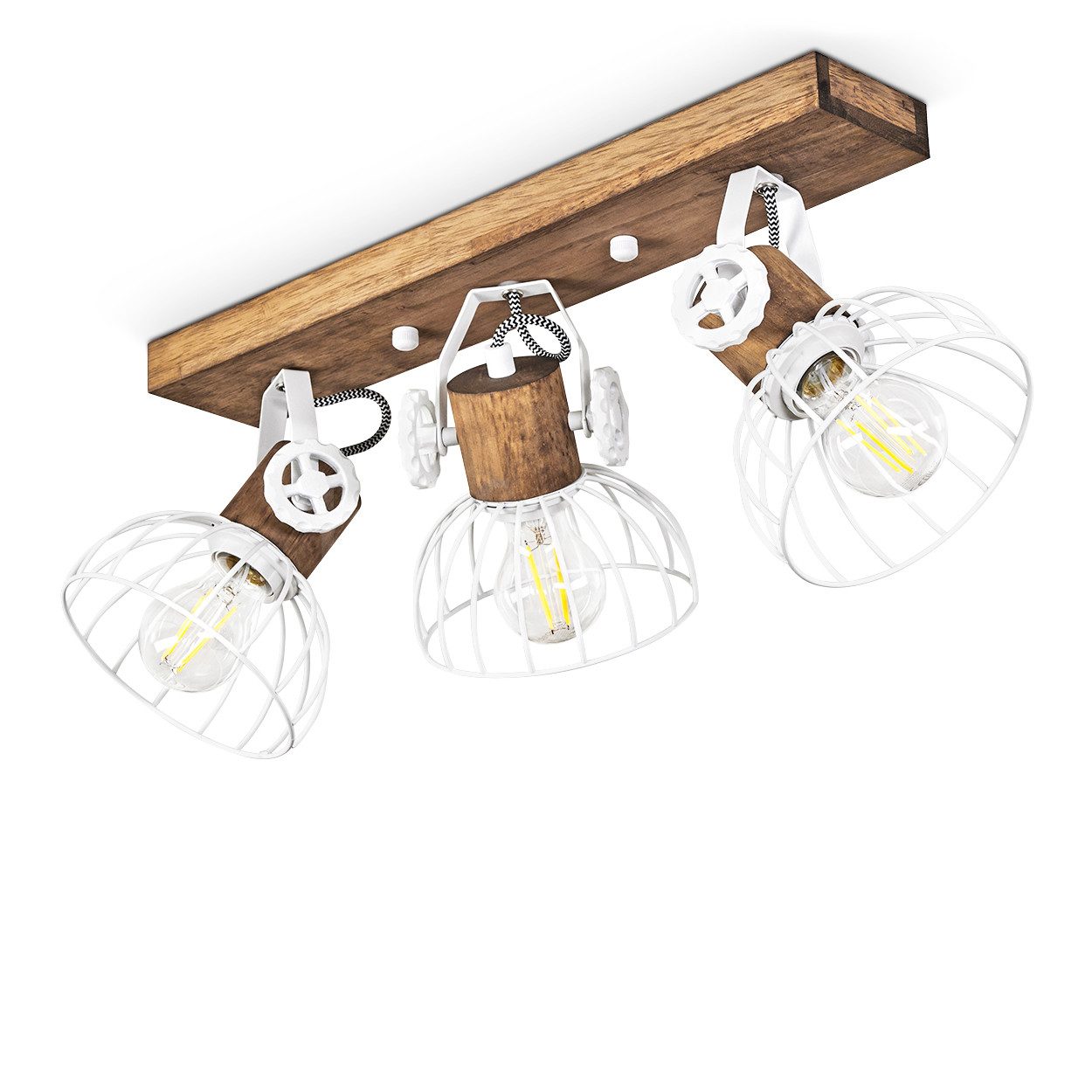 hofstein Deckenleuchte »Cotes« Deckenlampe aus Holz/Metall, Braun/Weiß Schi günstig online kaufen