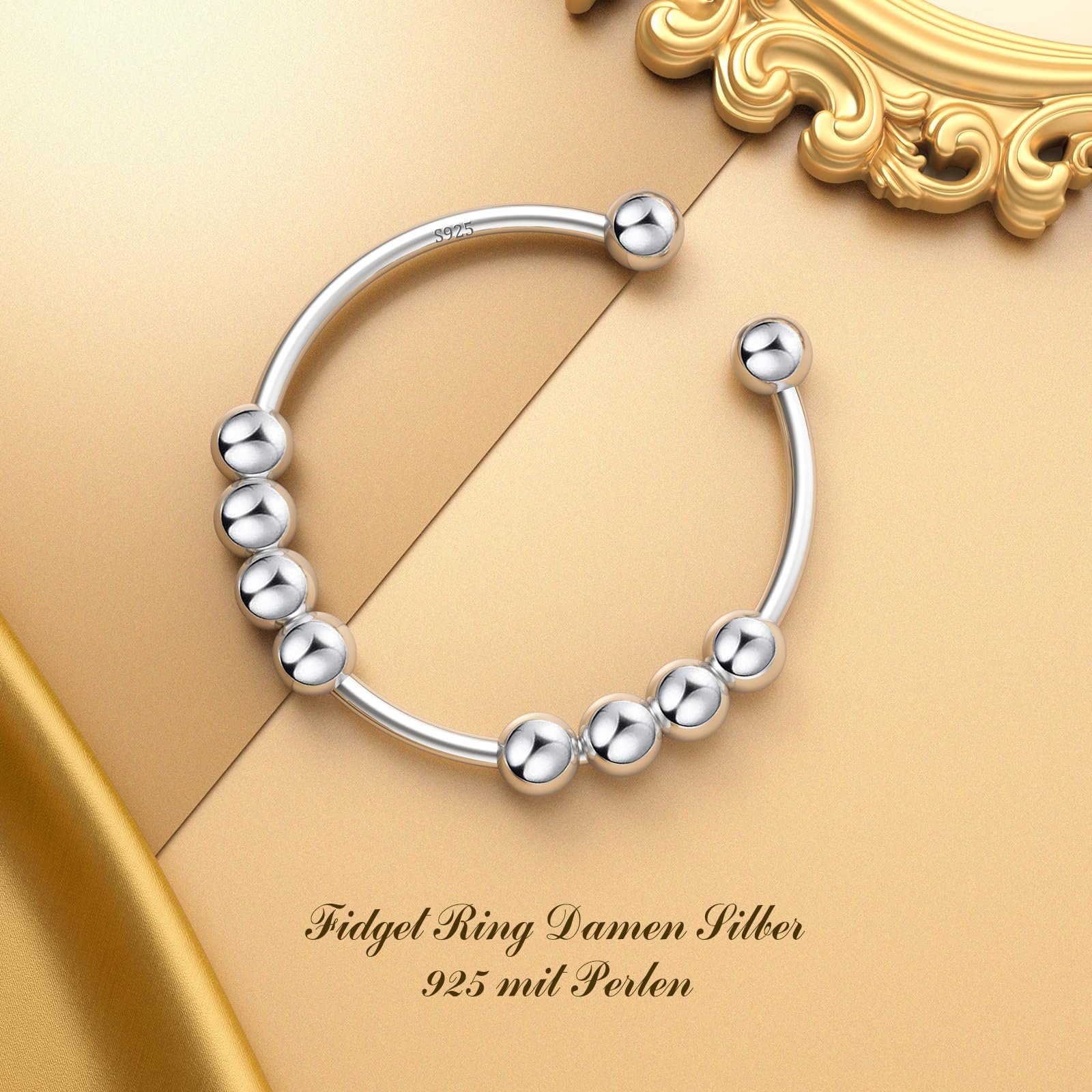 Silberschmuck Fingerring aus POCHUMIDUU Sterne Frauen für Verstellbarer Ring, 925er Sterlingsilber Sieben