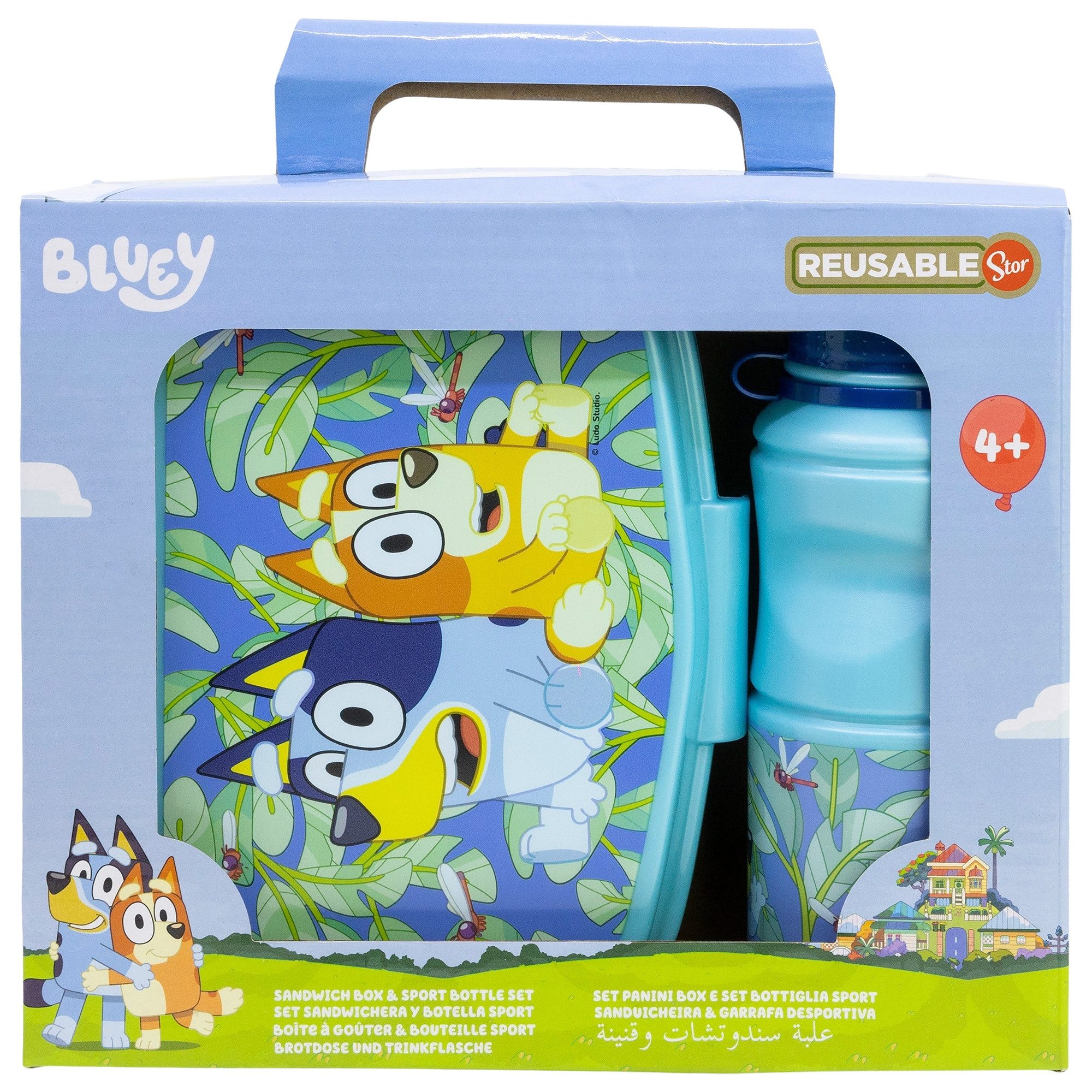Bluey Lunchbox Disney Bluey Bingo Kinder 2 teiliges Set Brotdose plus Trinkflasche, (Spar-Set, 2-tlg., Spar-Set)