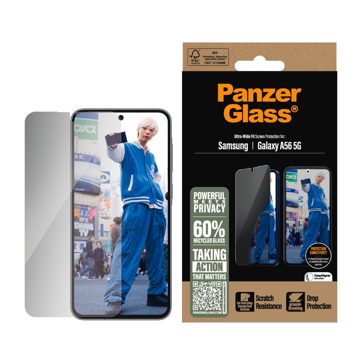 CARE by PanzerGlass Displayschutzglas Ultra-Wide Fit Privacy Screen Protection für Samsung Galaxy A56, Blickschutzfolie, Schutzfolie, …