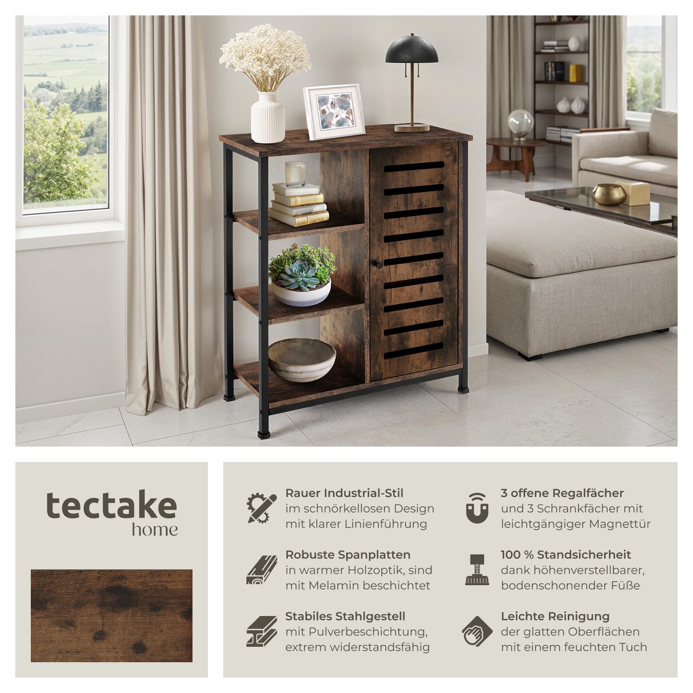tectake Highboard Sideboard, Industrial Style günstig online kaufen