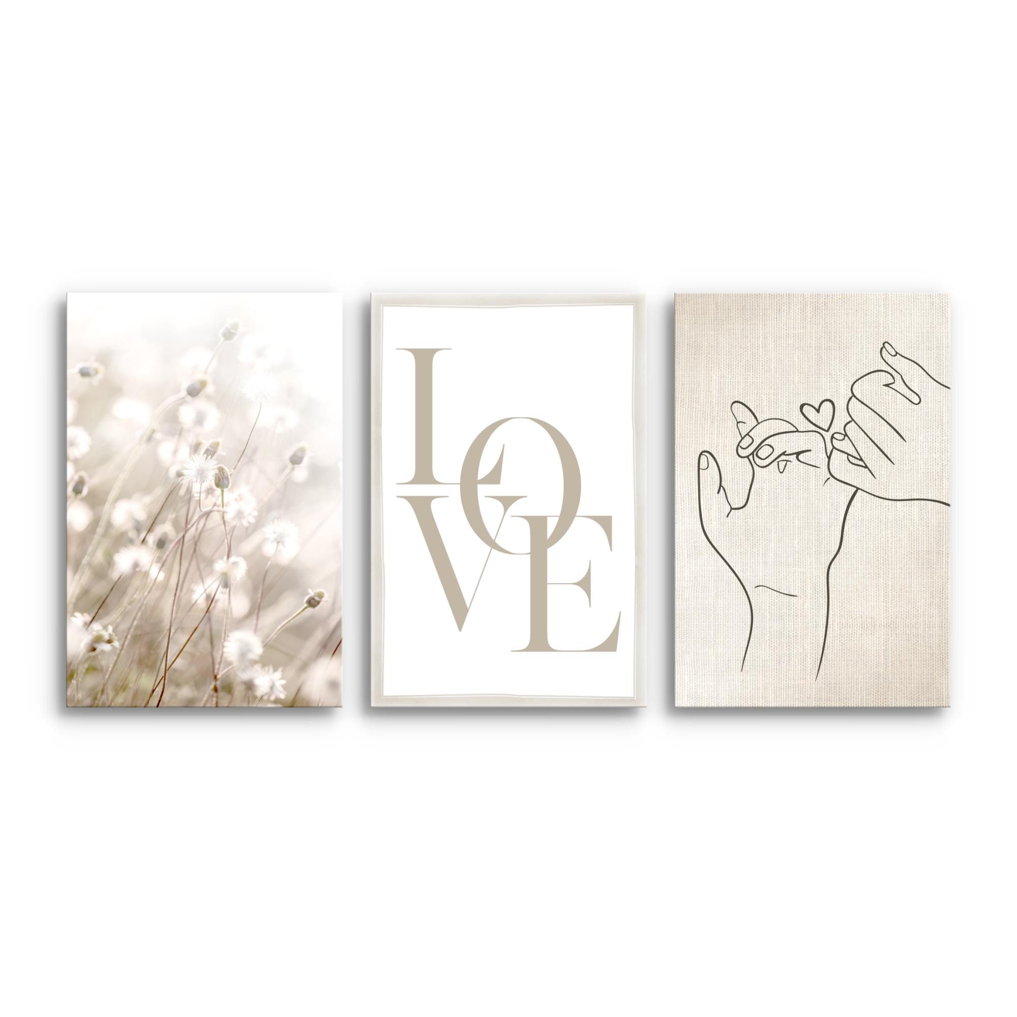 Novart Wandbild 3 Wandbilder Set Natur Wohnzimmer Deko Landschaft Berge Boh günstig online kaufen